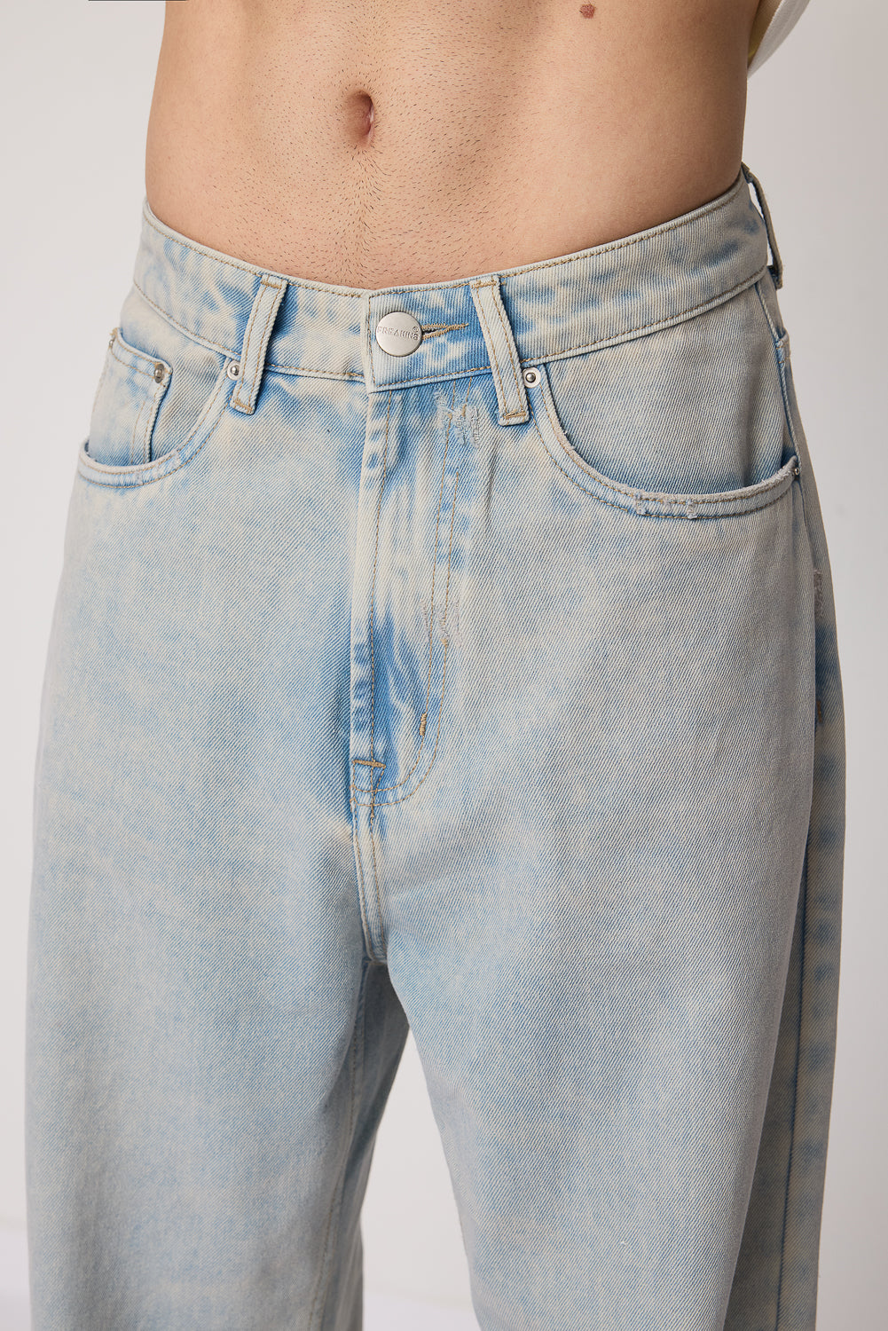 Aqua Blue Light Wash Men's Baggy Fit Jeans