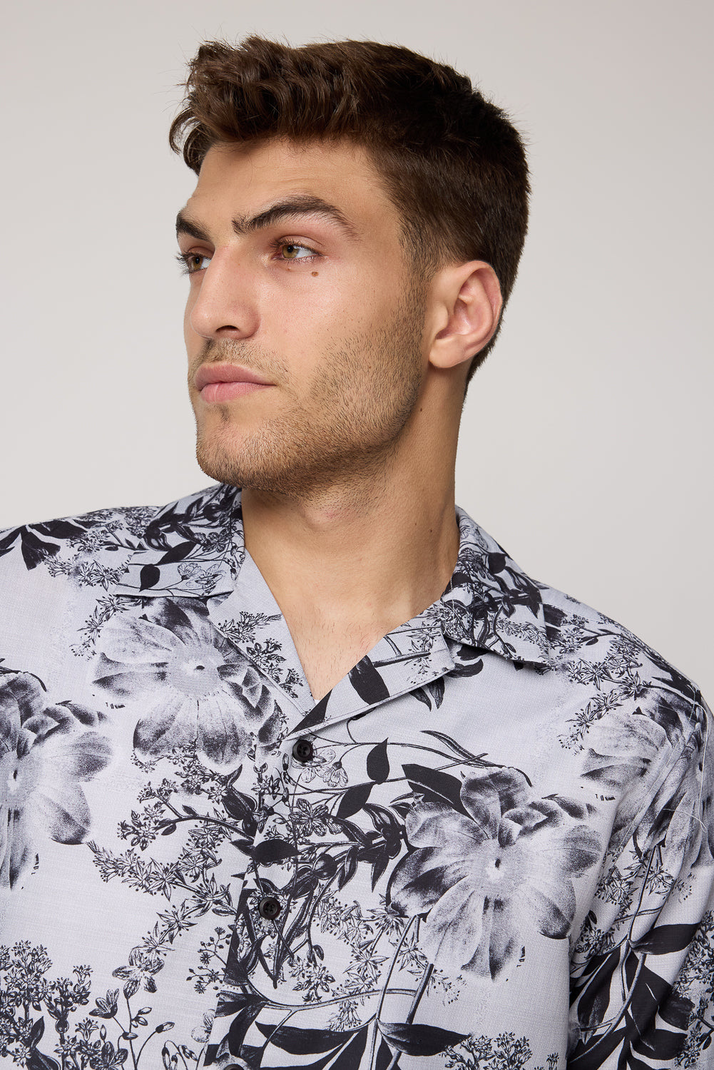 Grey Tropical Printed Men's Casual Shirt