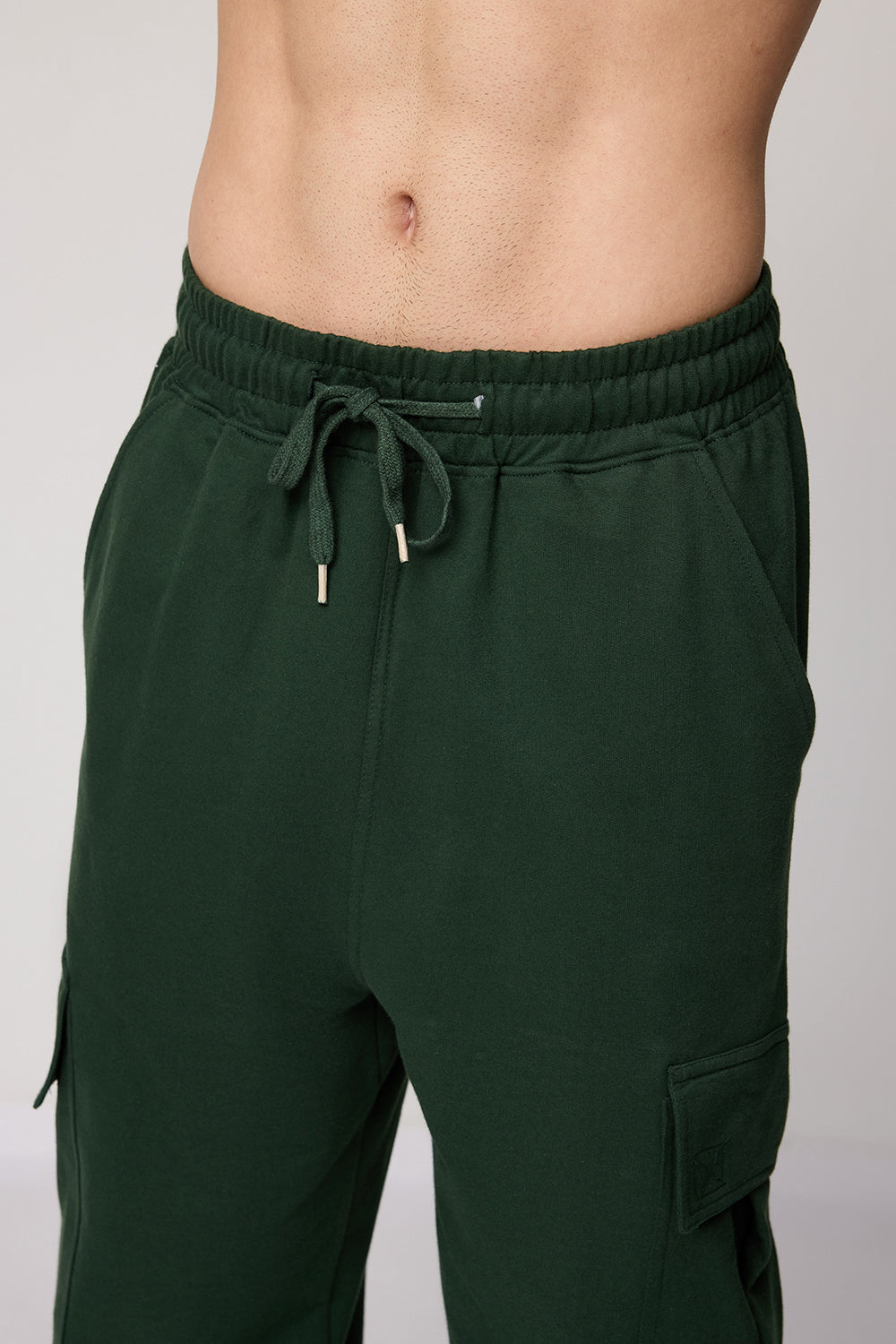 Men's Relaxed Olive Knit Cargo Joggers