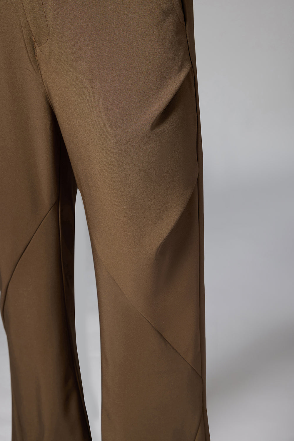 Taupe Panelled Bootcut Korean Pant