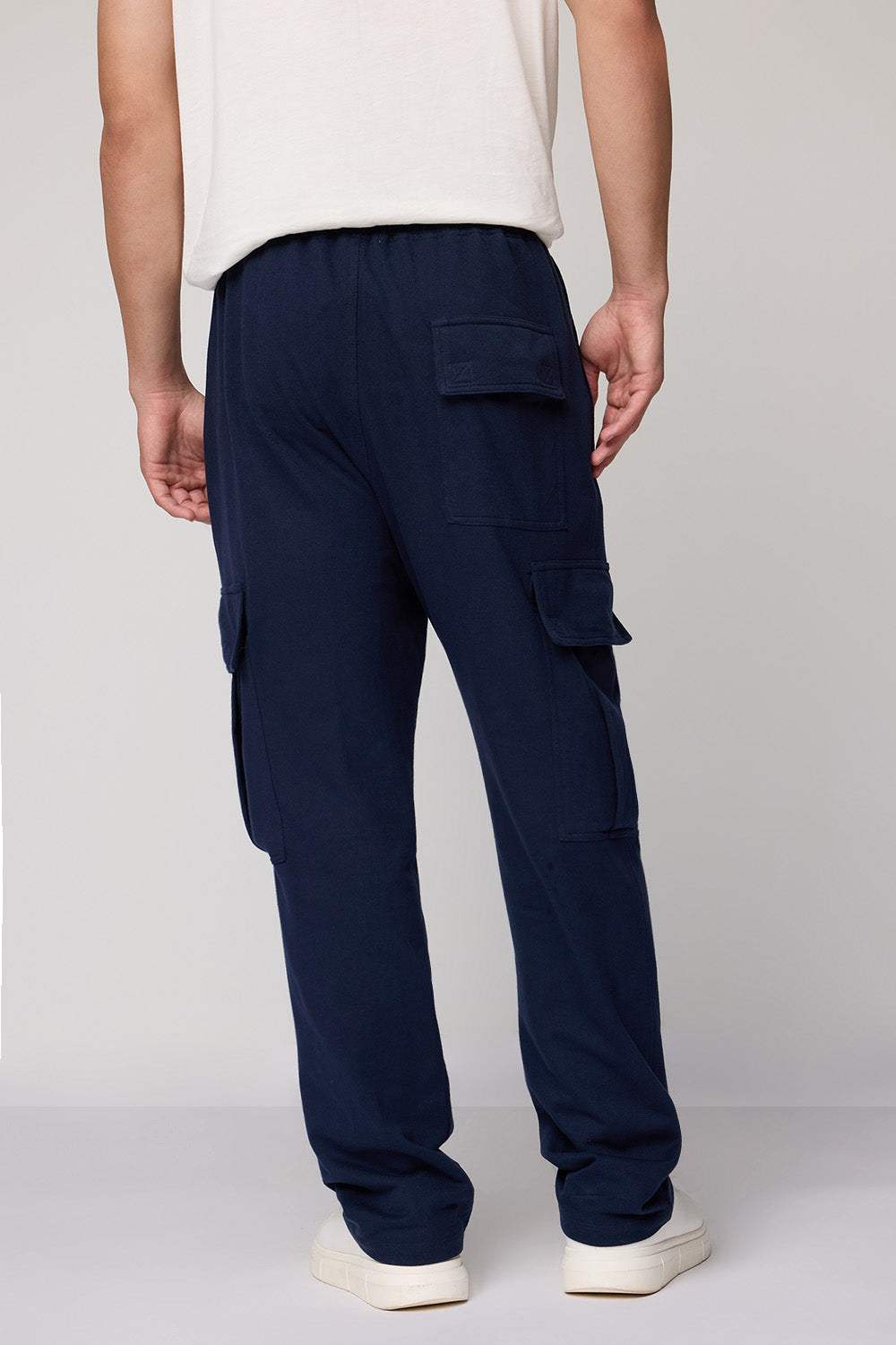 Men's Relaxed Navy Knit Cargo Joggers