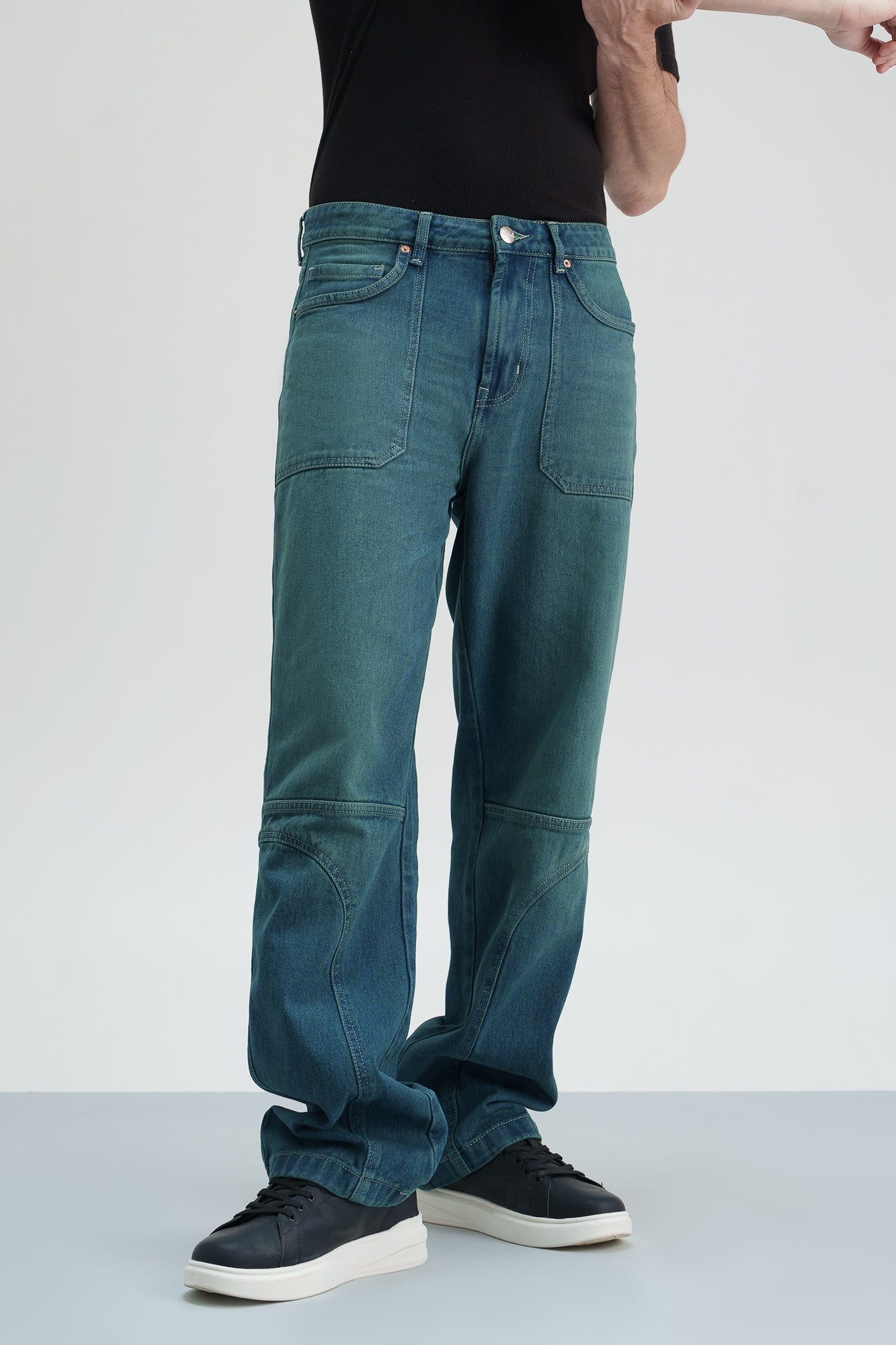 Teal Indigo Men's Straight Fit Jeans