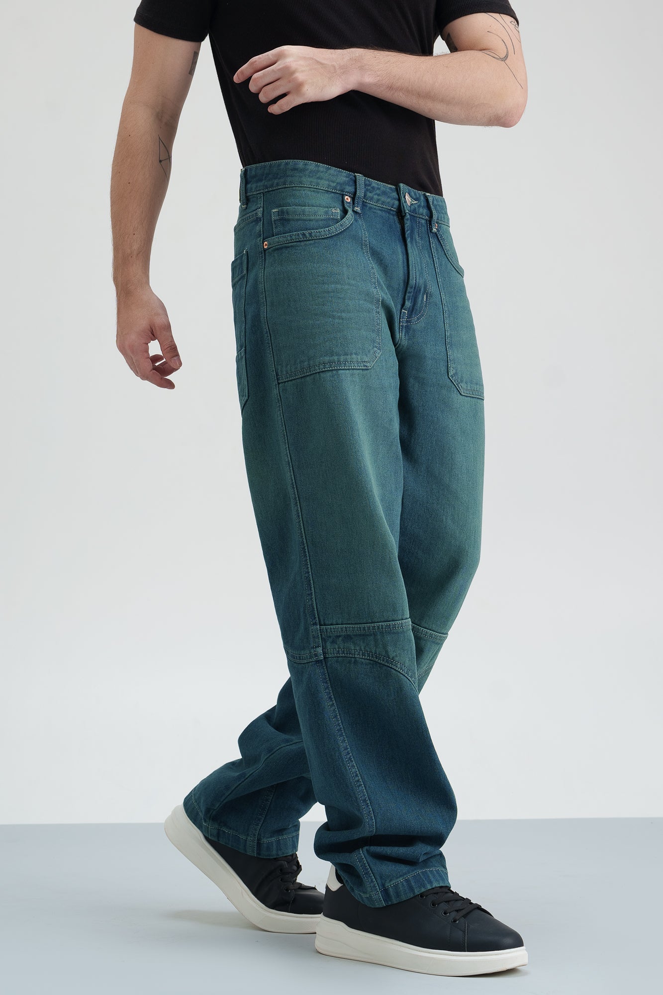 Teal Indigo Men's Straight Fit Jeans