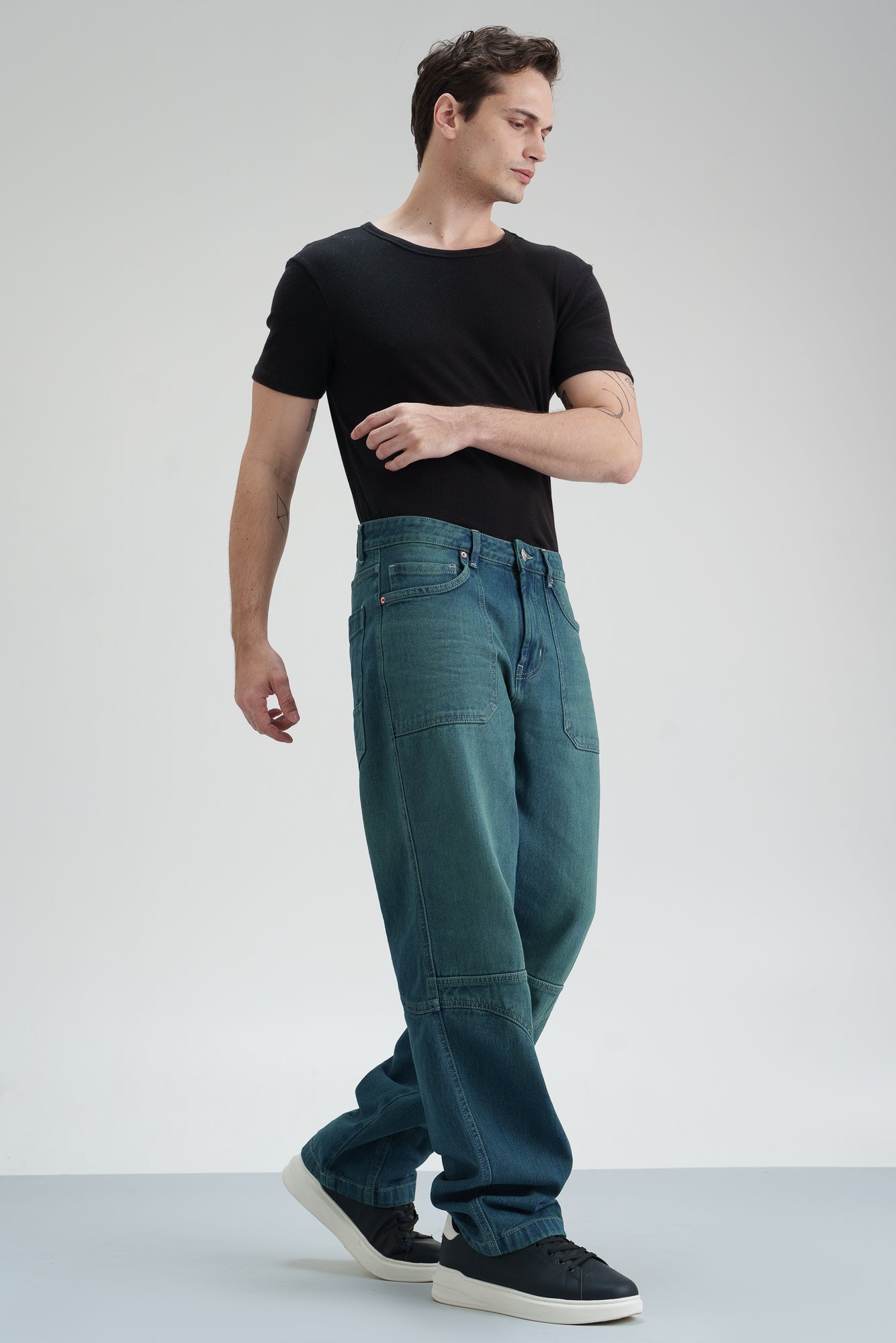 Teal Indigo Men's Straight Fit Jeans