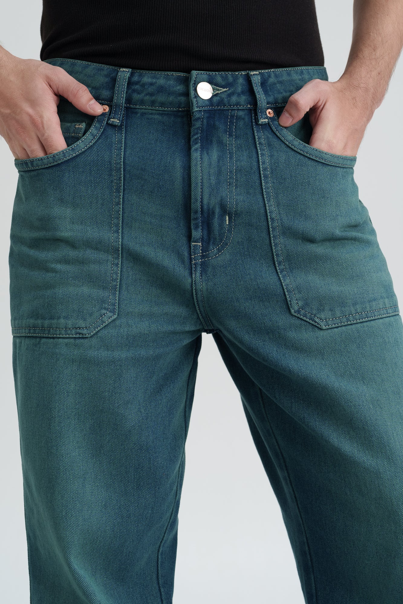 Teal Indigo Men's Straight Fit Jeans