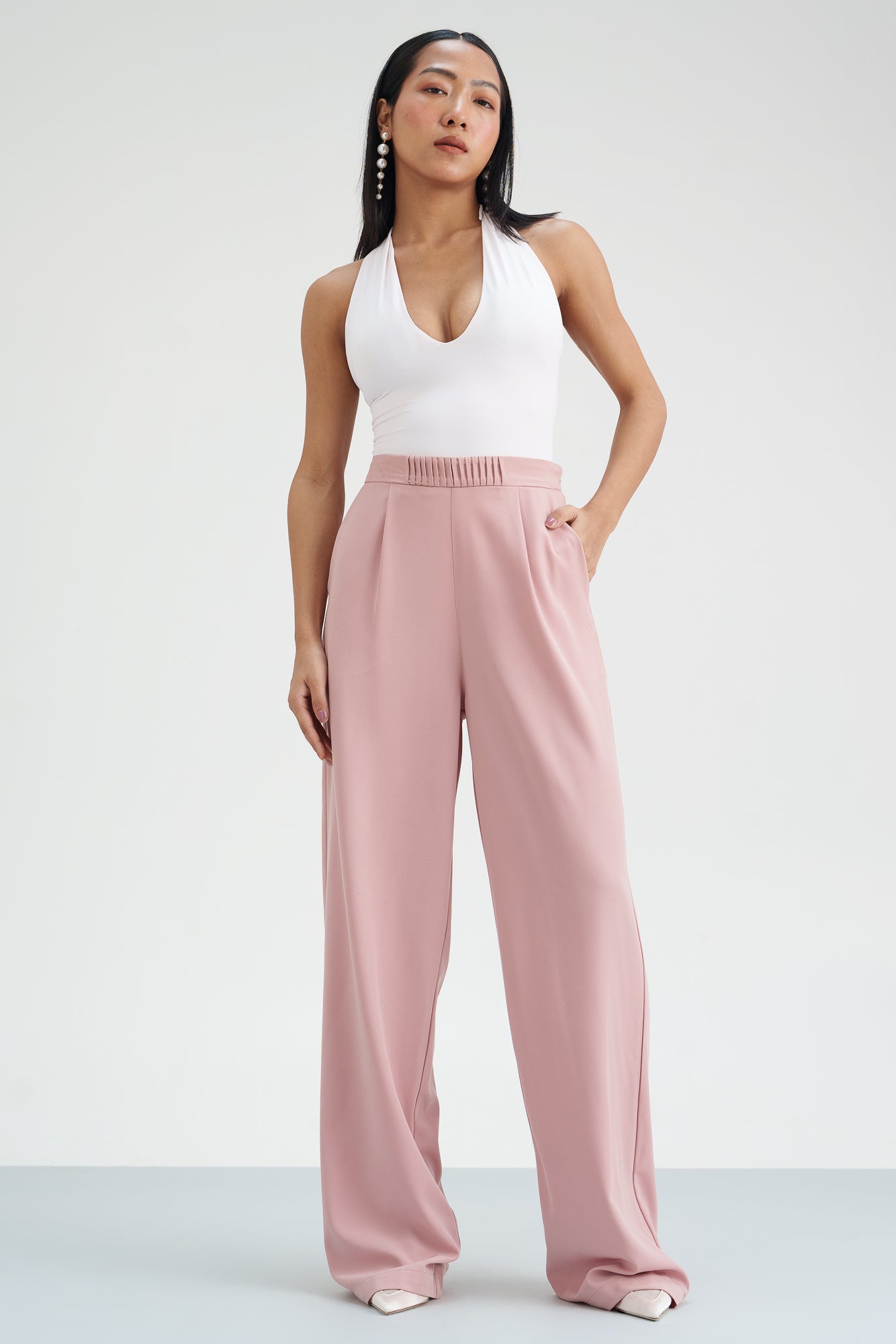 Pink Panther Pleated Waistband Korean Pants