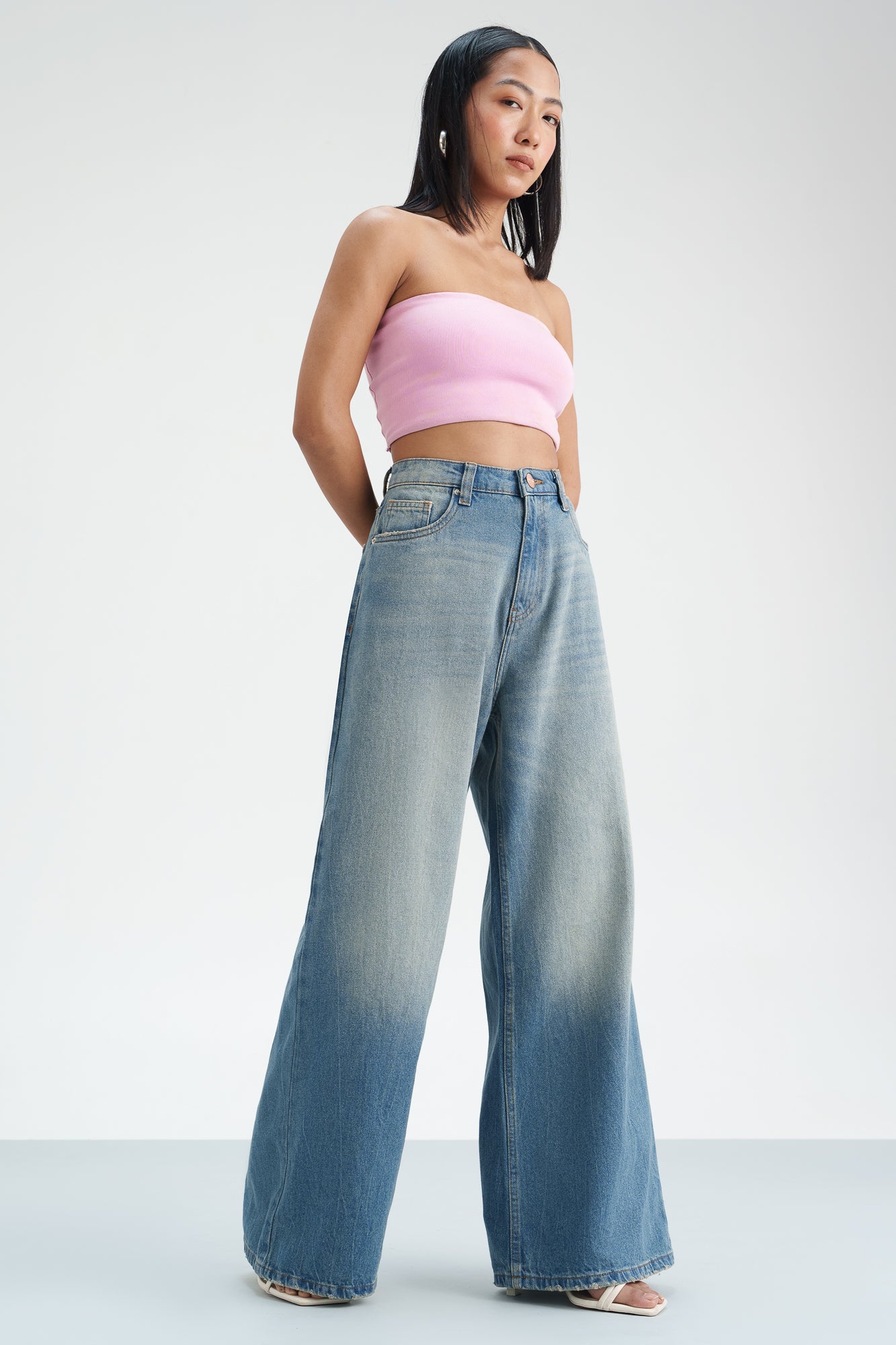 Blue Haze Cropped Wide Leg Jeans