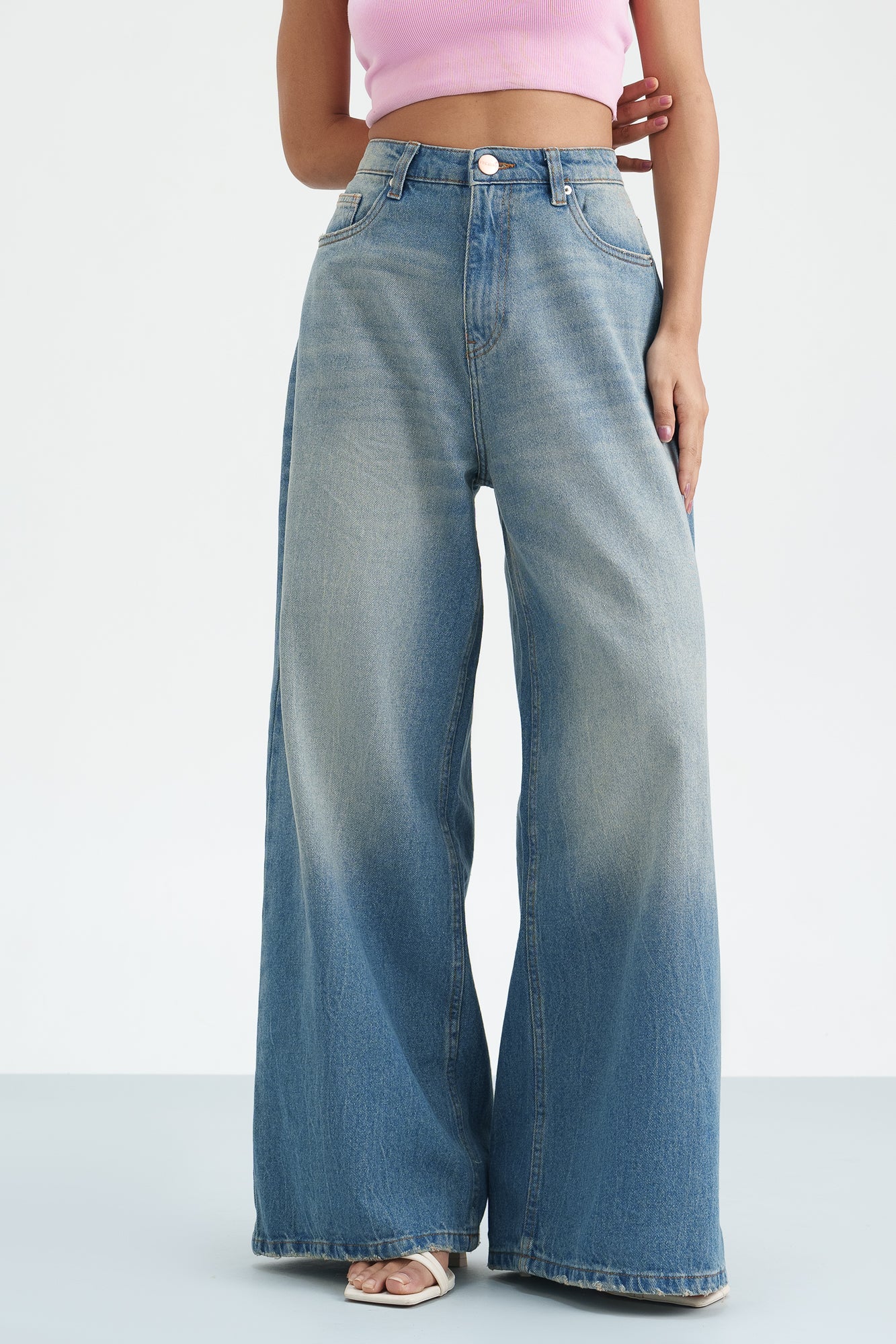 Blue Haze Cropped Wide Leg Jeans