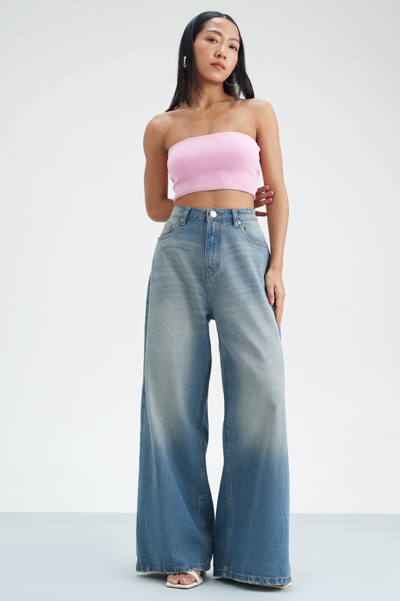 Blue Haze Cropped Wide Leg Jeans