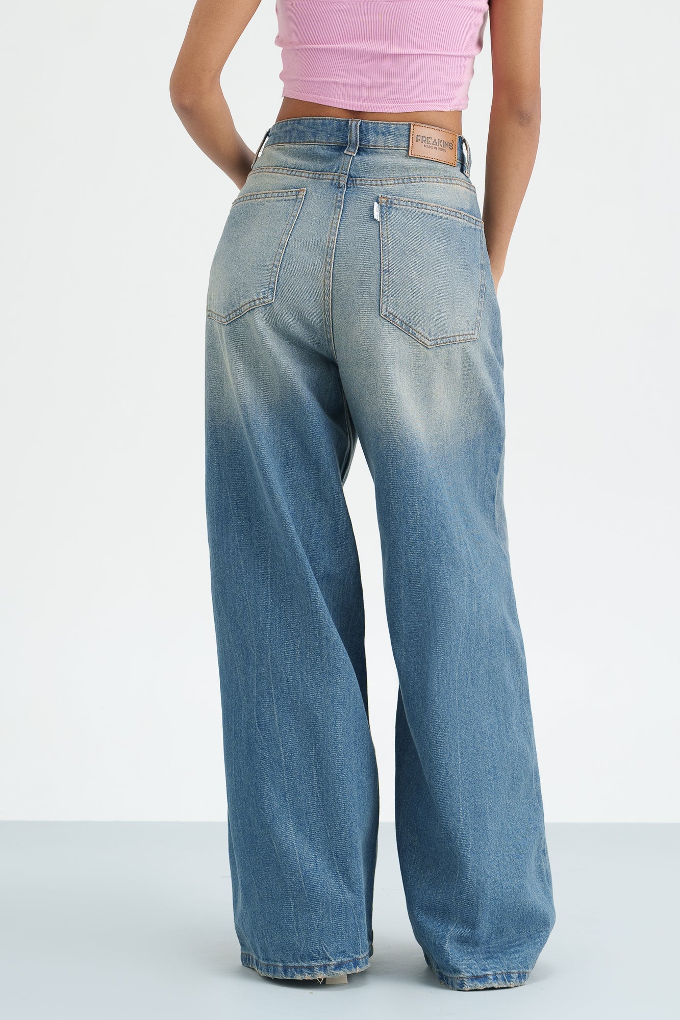 Katsumi Low Flared Studded Jeans - Studded Blue - Monki