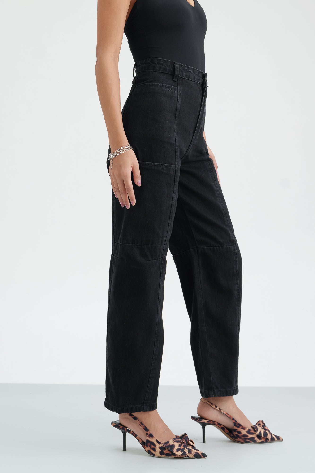 Solid Black Baggy Jeans