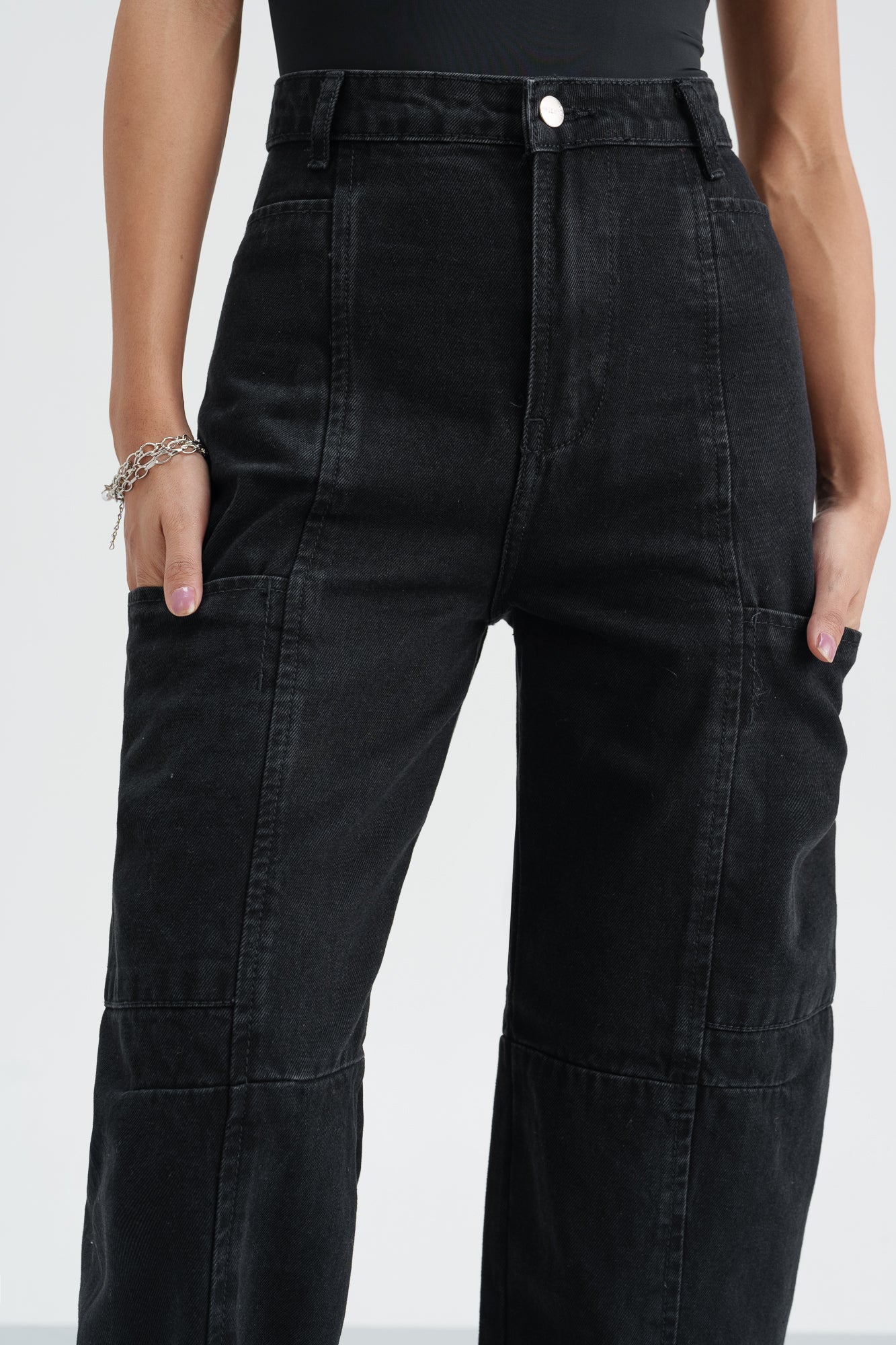 Solid Black Baggy Jeans