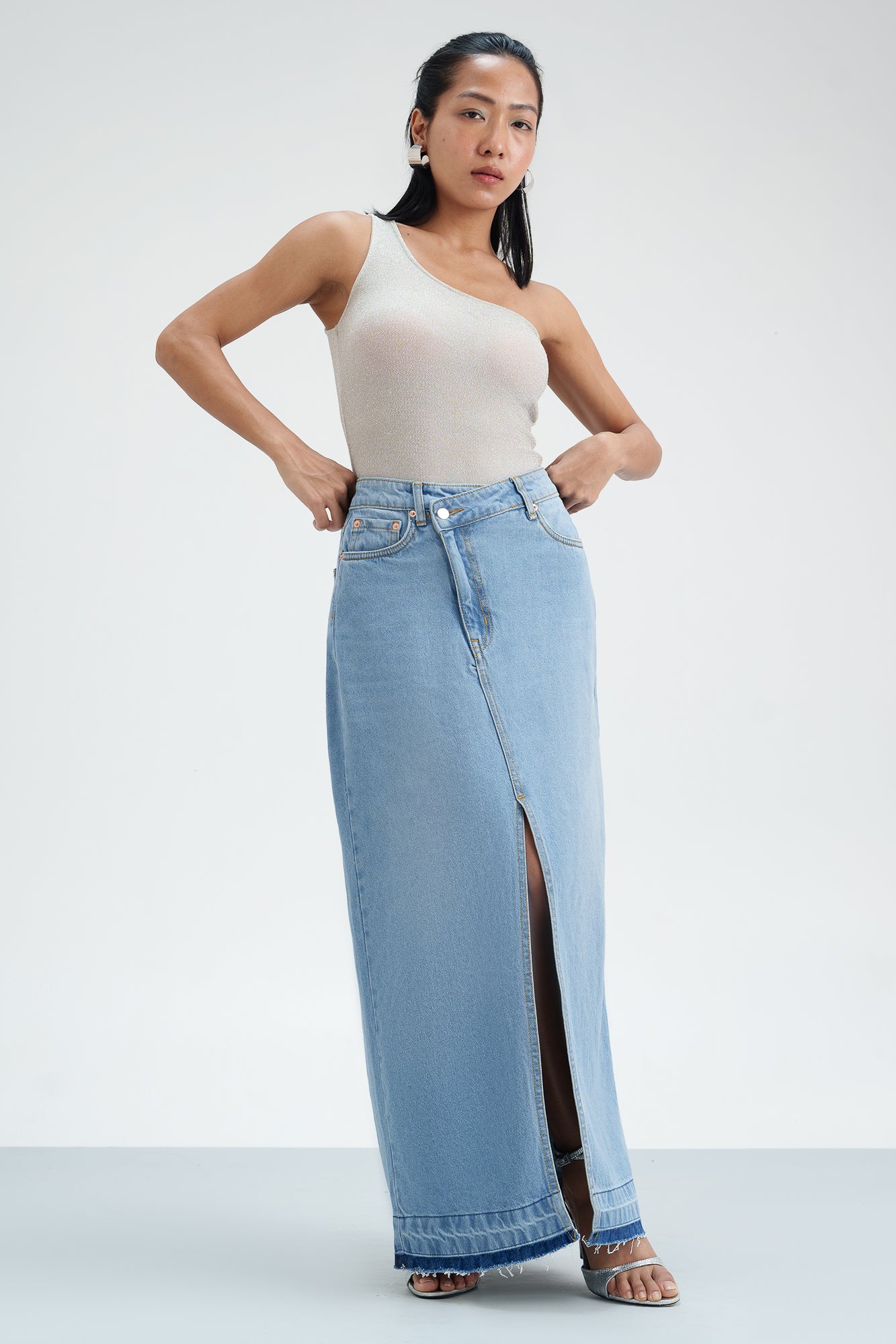 Seaside Soiree Denim Maxi Skirt