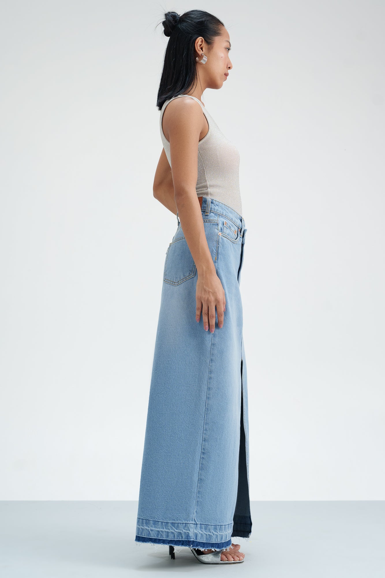 Seaside Soiree Denim Maxi Skirt