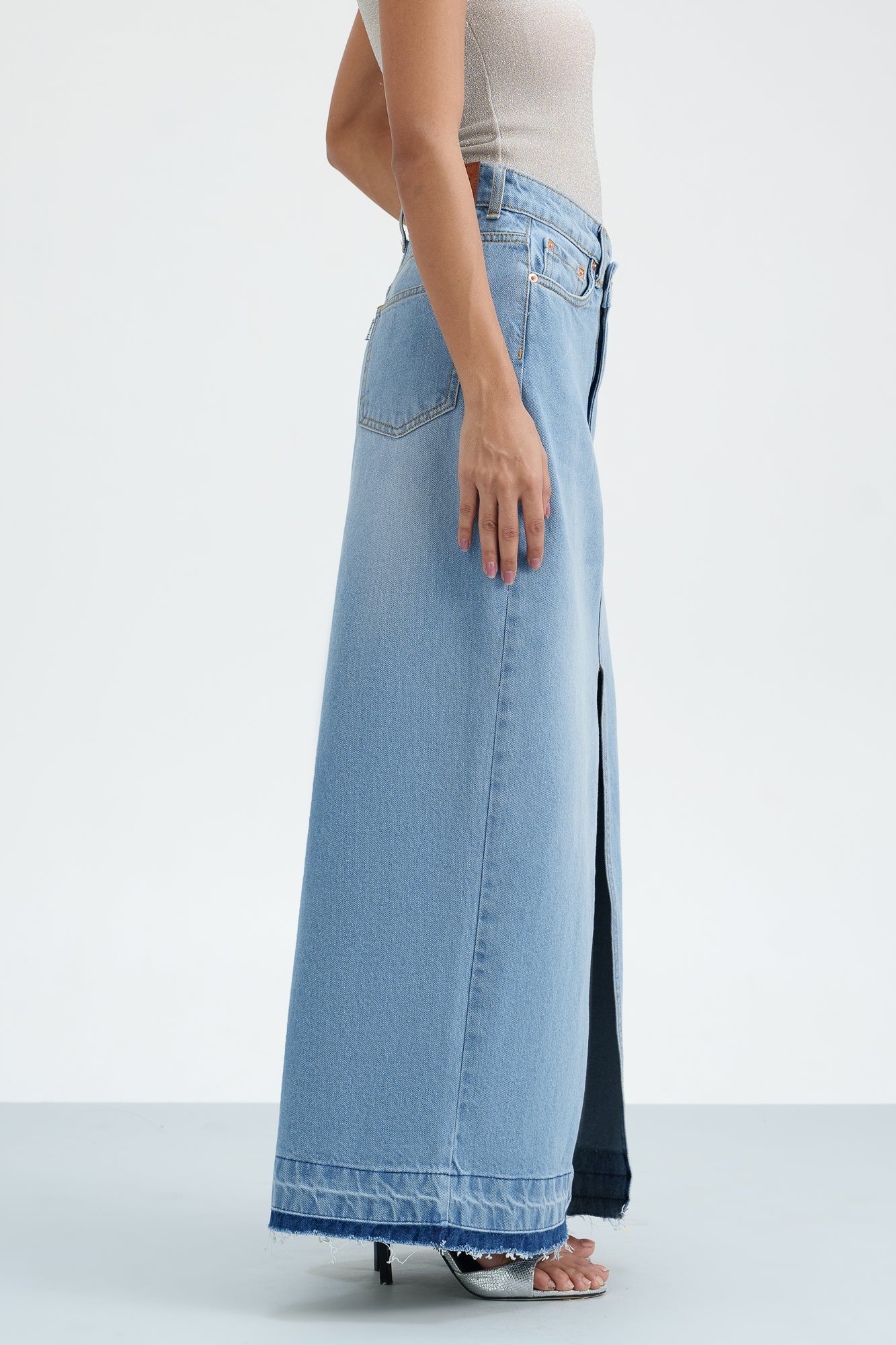 Seaside Soiree Denim Maxi Skirt