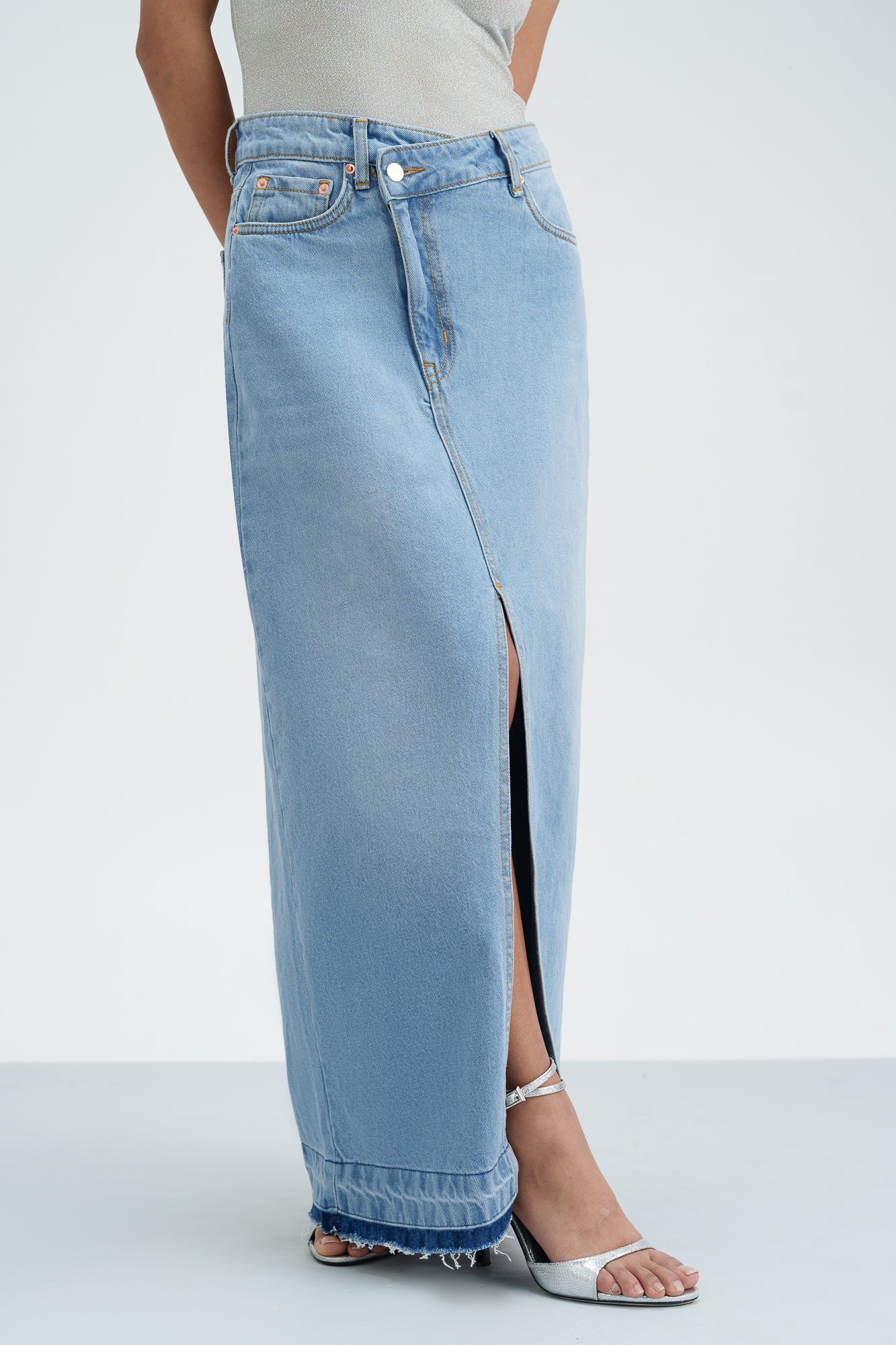 Seaside Soiree Denim Maxi Skirt