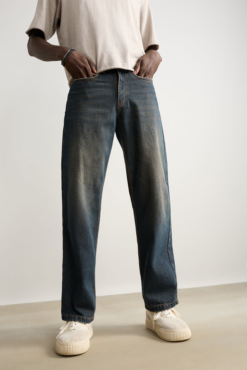 WIDE FIT SHADED MEN'S JEANS