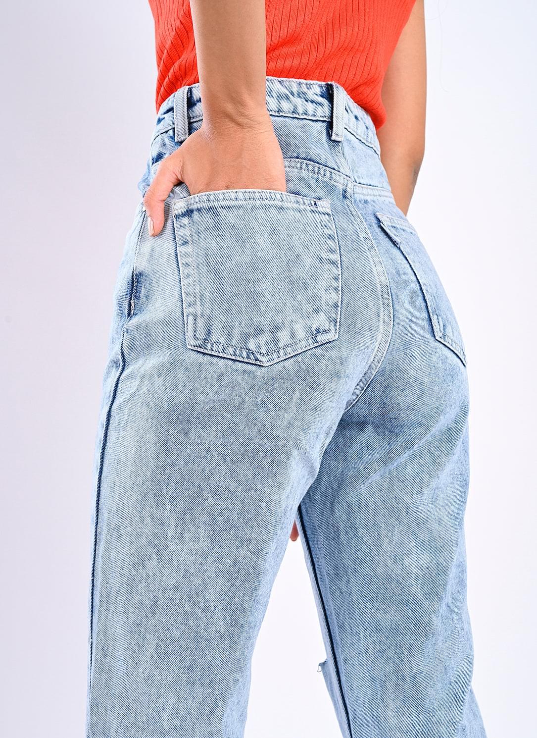 90's Ripped ice blue bootcut jeans