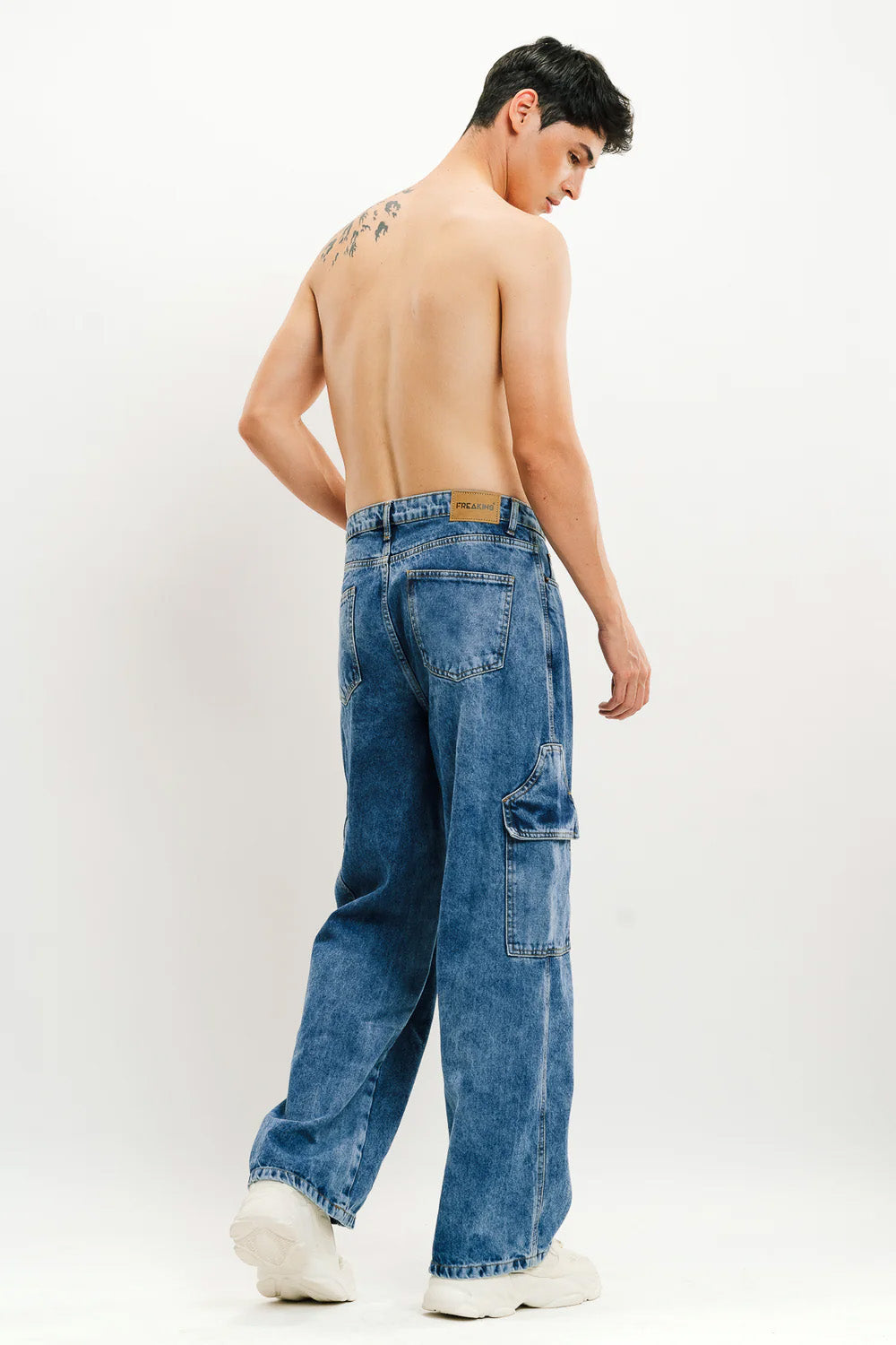 Blue Flap Pocket Men's Straight Cargo Jeans