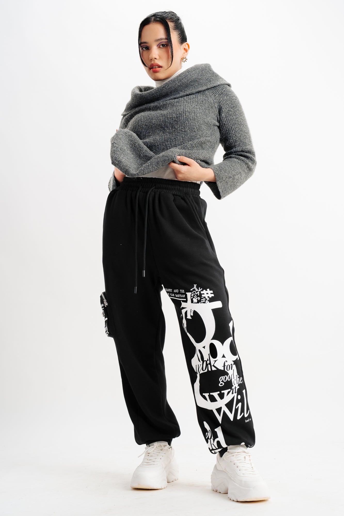 Black Printed Joggers