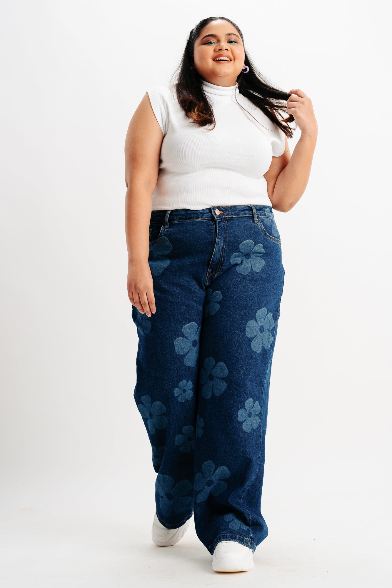 FLORAL STRETCH STRAIGHT JEANS