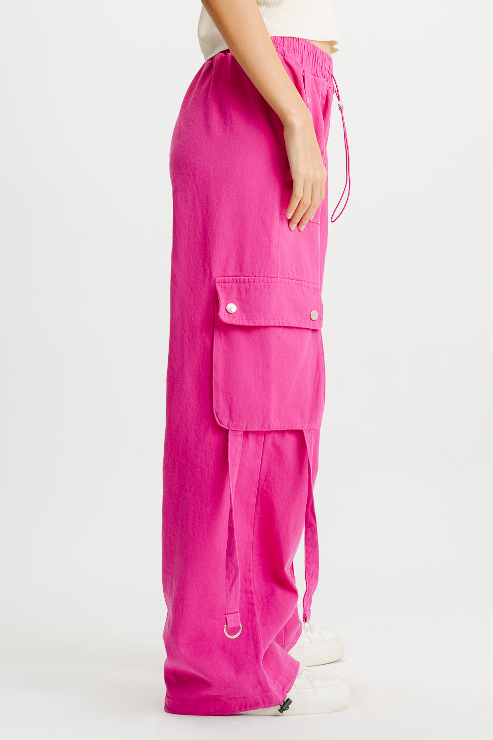 Hot Pink Elasticated Cargo Pants