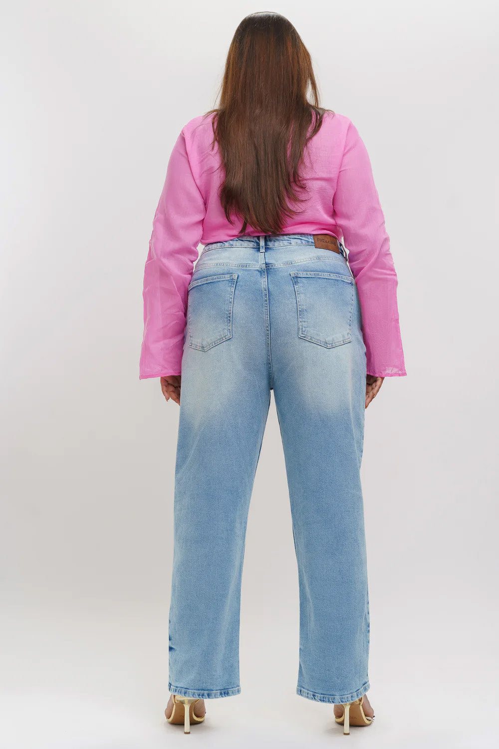 Curve Blue Distressed Straight Jeans