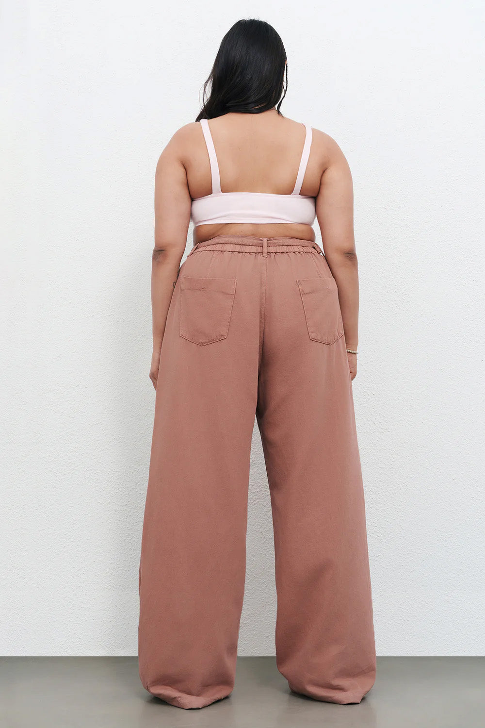 Curve Rose Dust Belted Straight Jeans