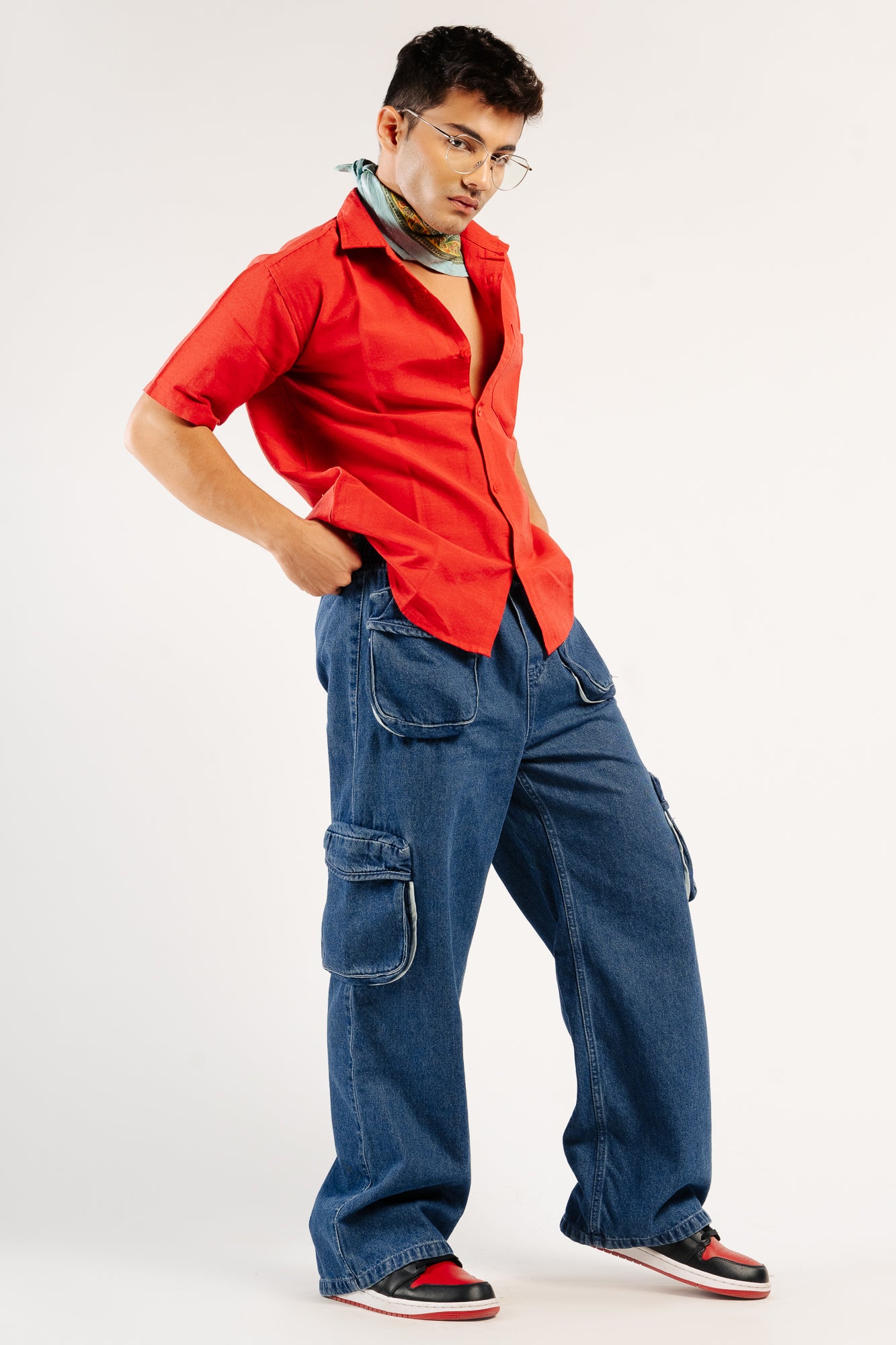 MENS CONTRAST PIPING CARGO PANTS