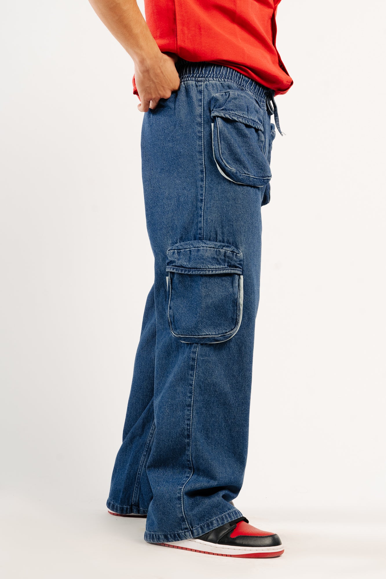 MENS CONTRAST PIPING CARGO PANTS