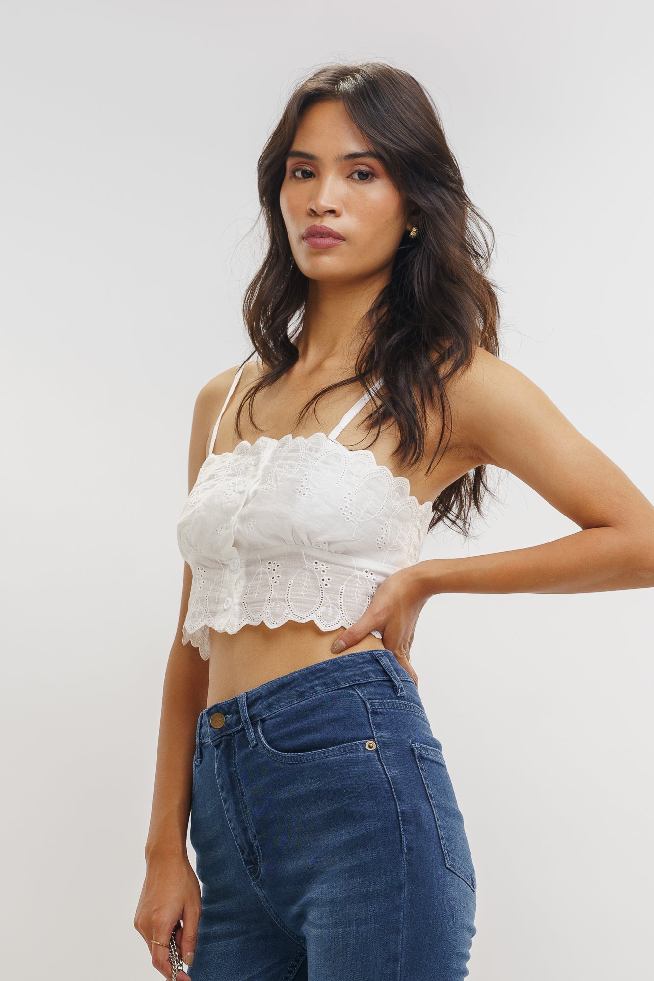 WHITE BUSTIER TOP