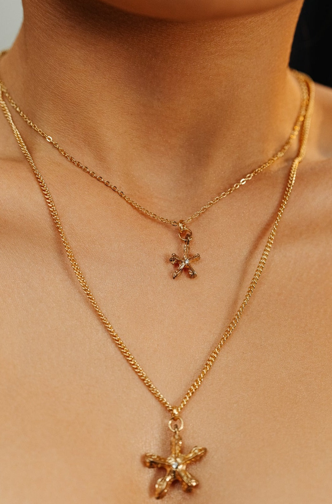 Gold Starfish Rhinestone Necklace