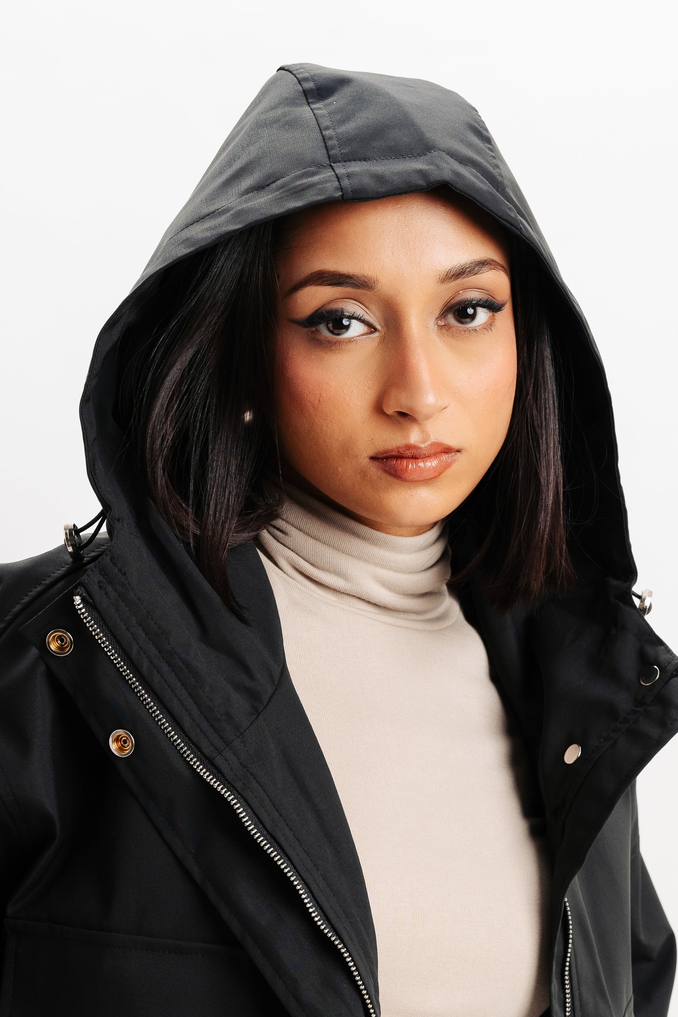 Black Black Short Hooded Puffer Jacket | GANNI US