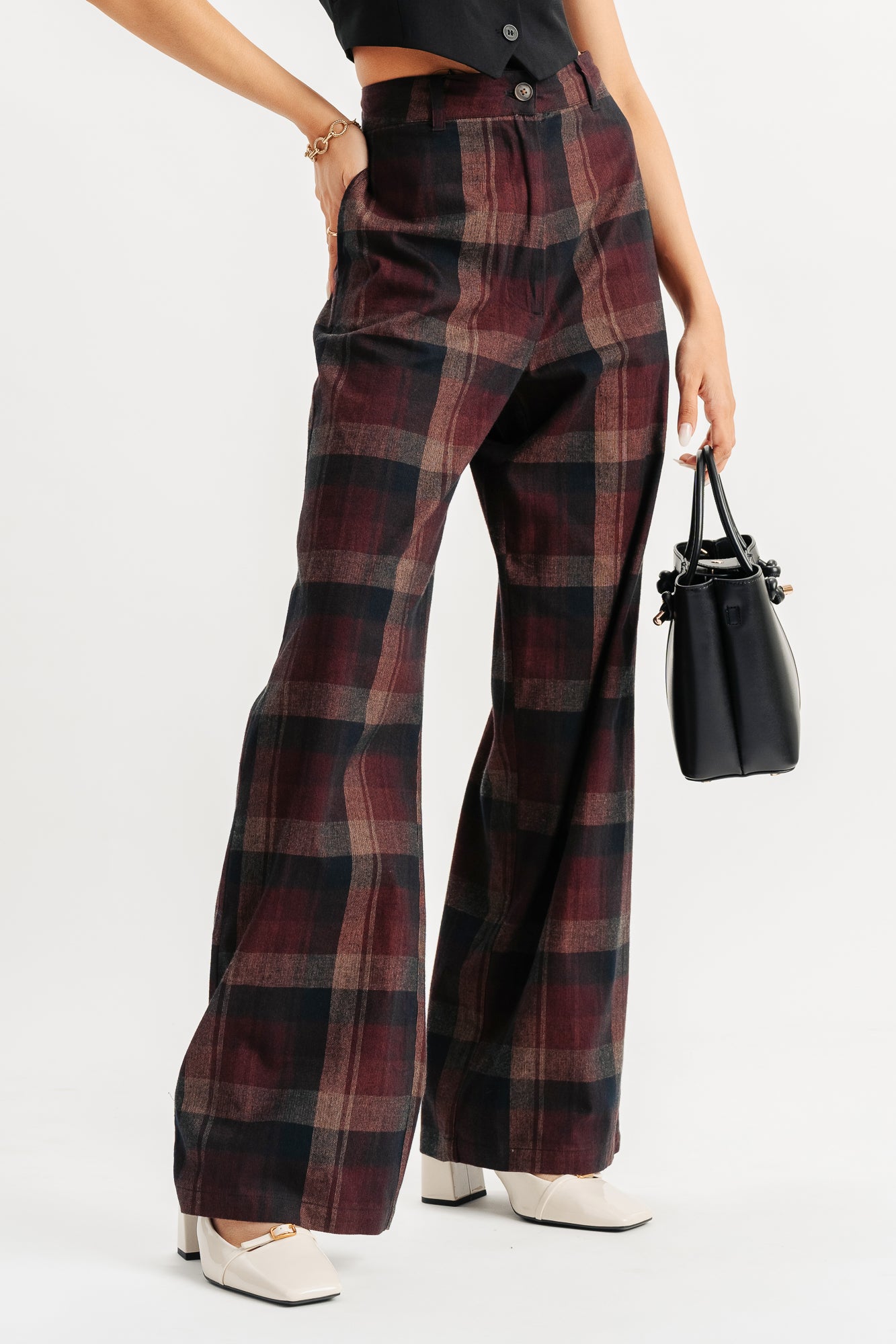 High waisted outlet checkered pants