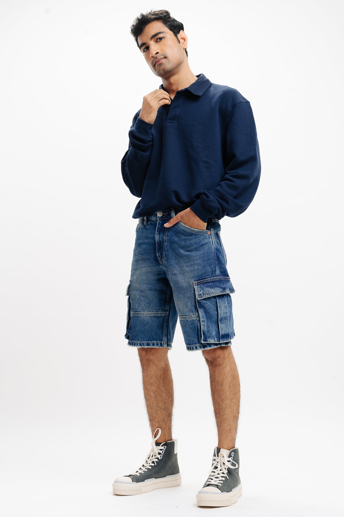 Indigo Men's Straight Cargo Shorts