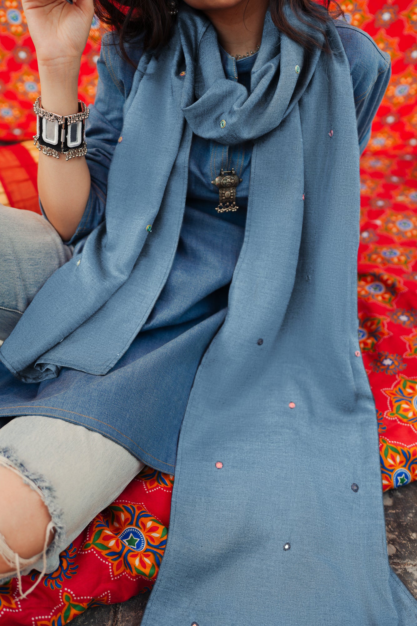 Light Blue Denim Scarf