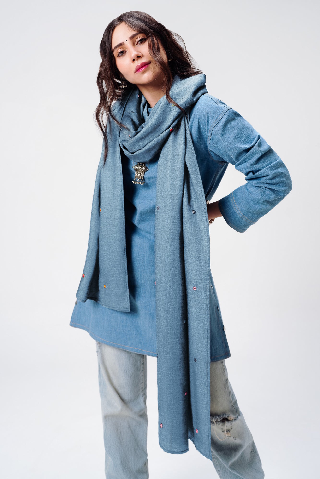 Light Blue Denim Scarf