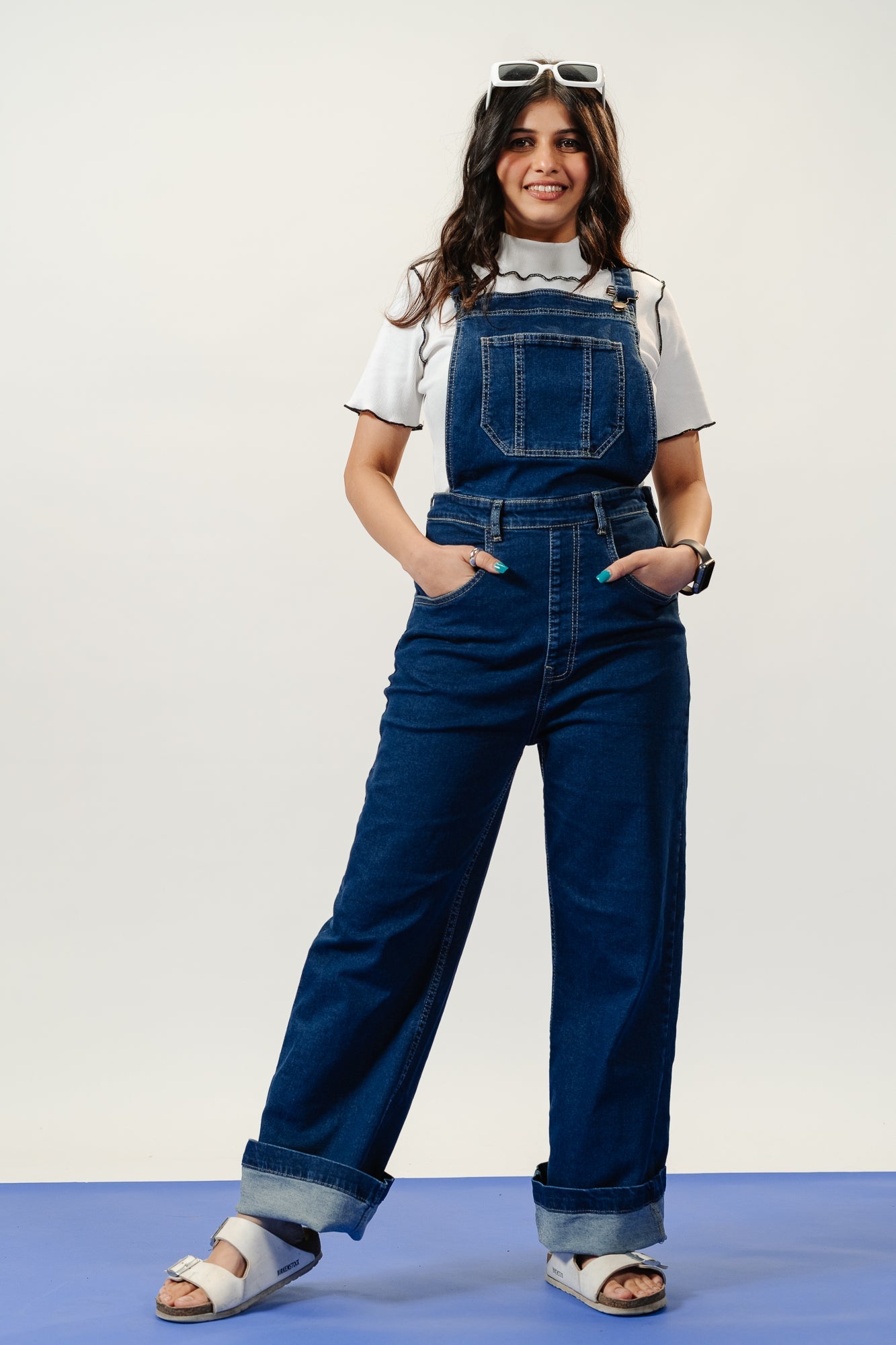 Denim Dungaree Dress with Pocket Embroidery | Little Carrot
