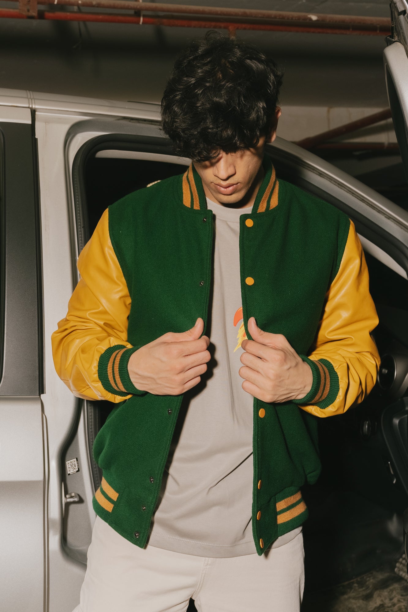 Green and discount yellow varsity jacket