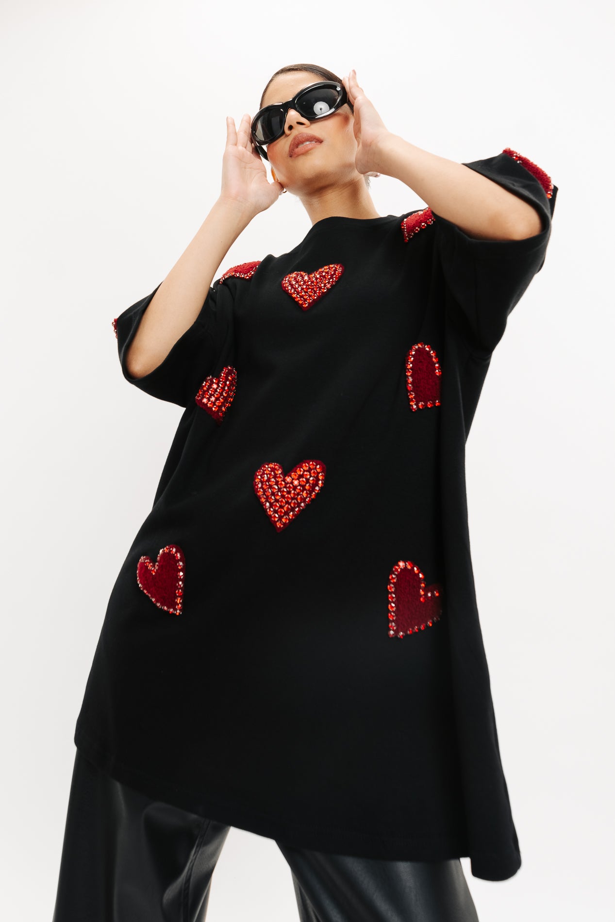 Heart Eyes For You Black Oversized Tee