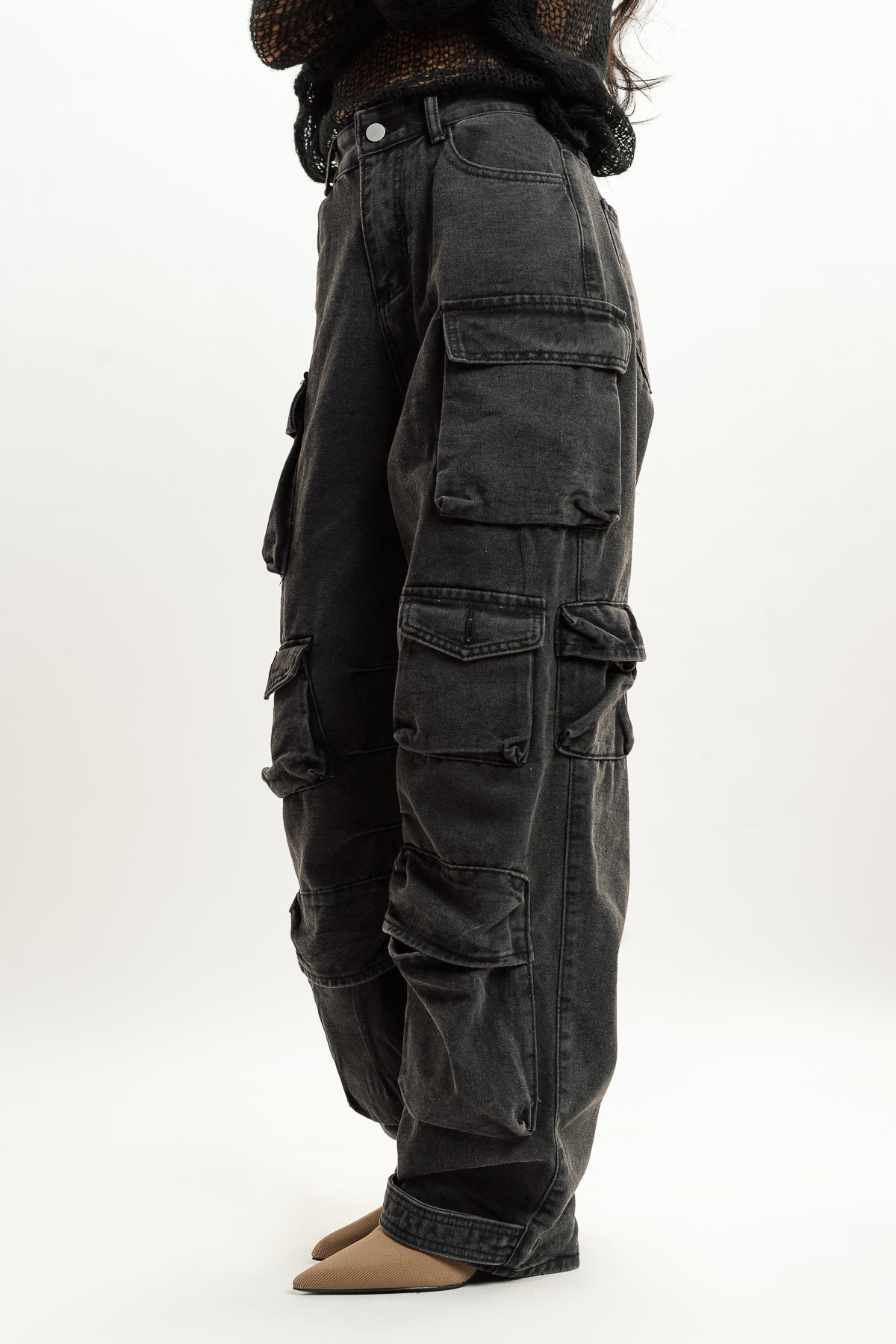 Black Multi Utility Cargo Jeans