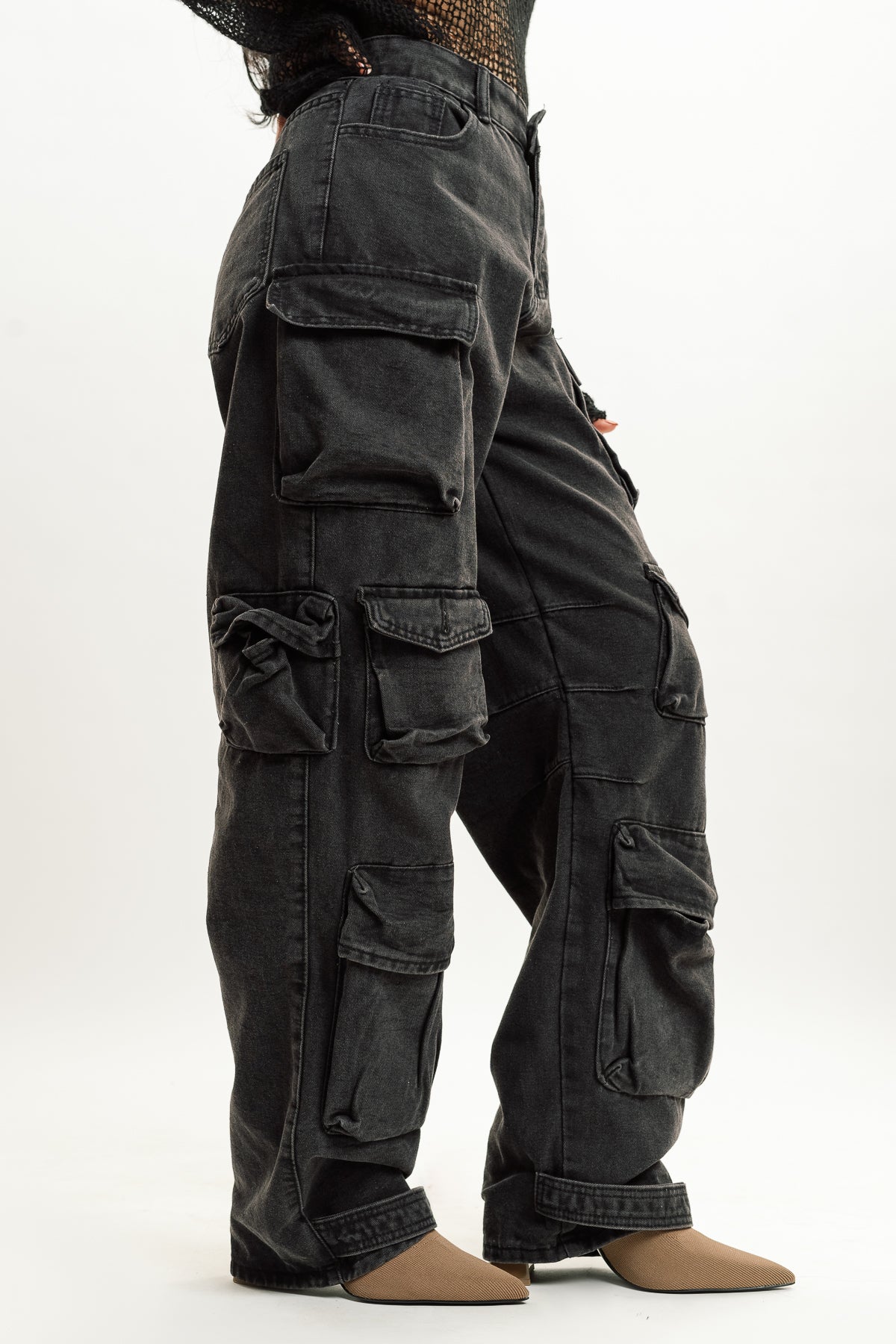 Black Multi Utility Cargo Jeans