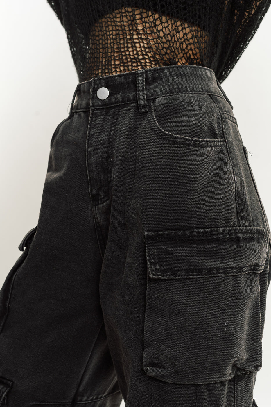 Black Multi Utility Cargo Jeans