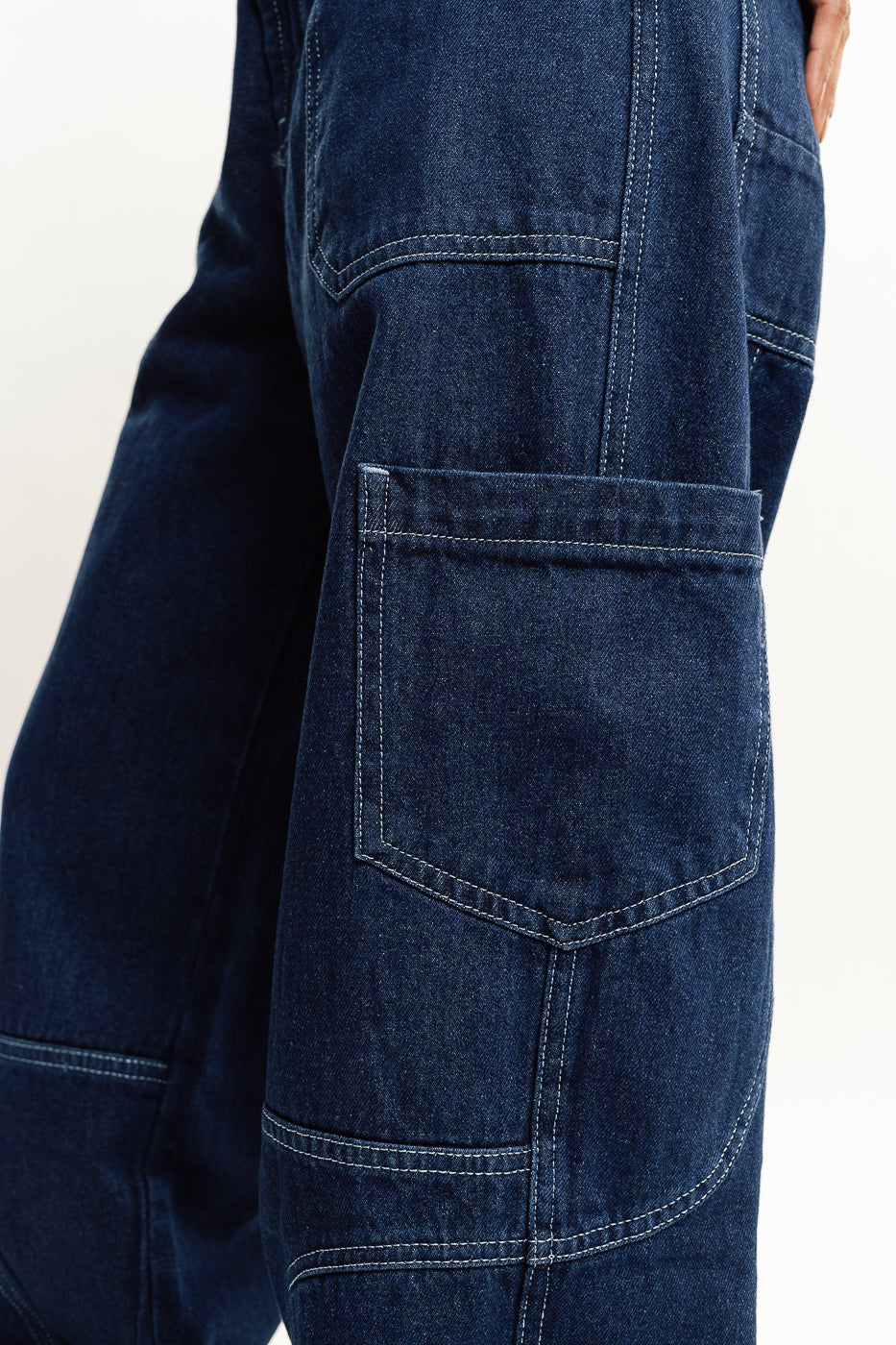 Deep Blue Accent Cargo Denim Jeans