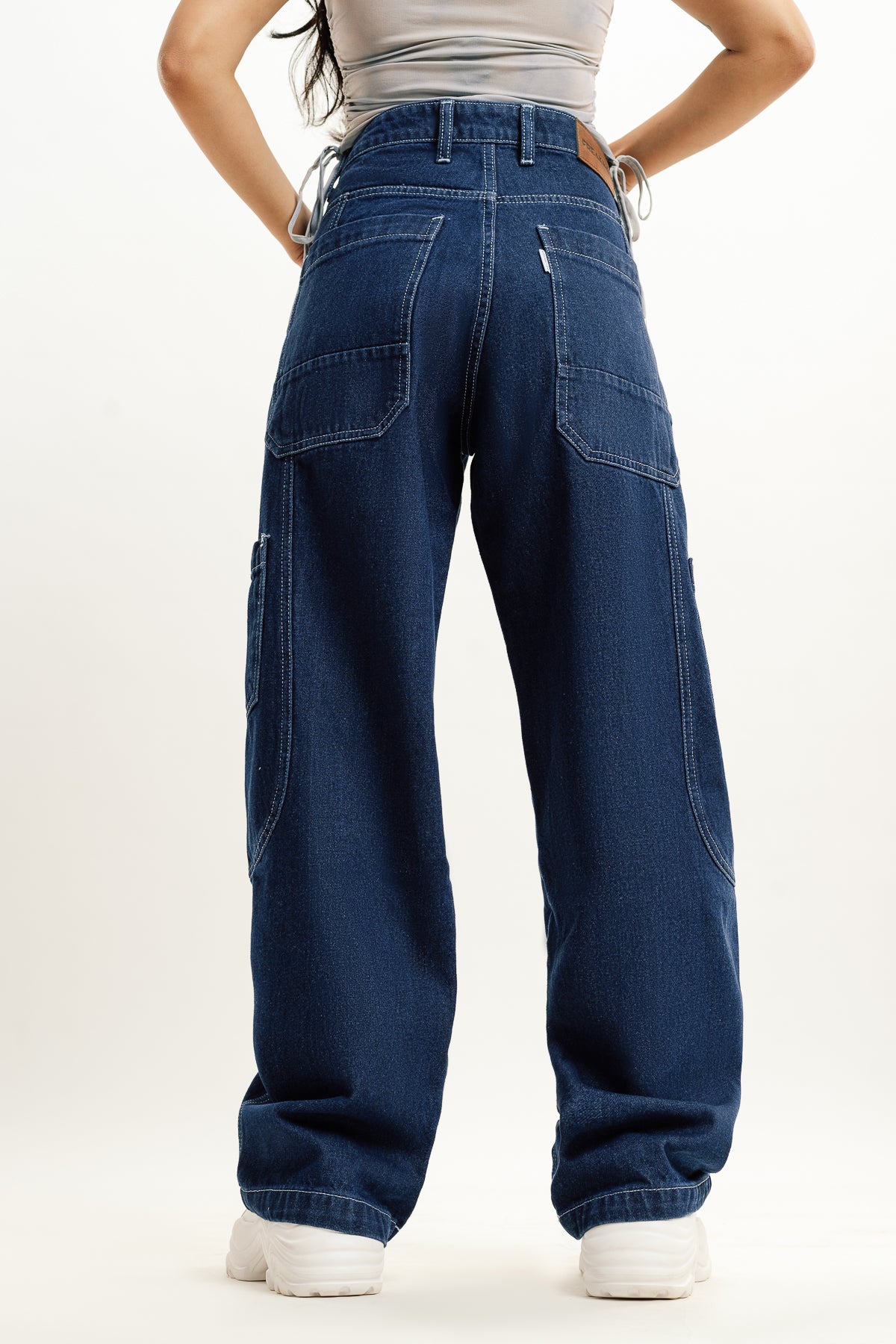 Deep Blue Accent Cargo Denim Jeans