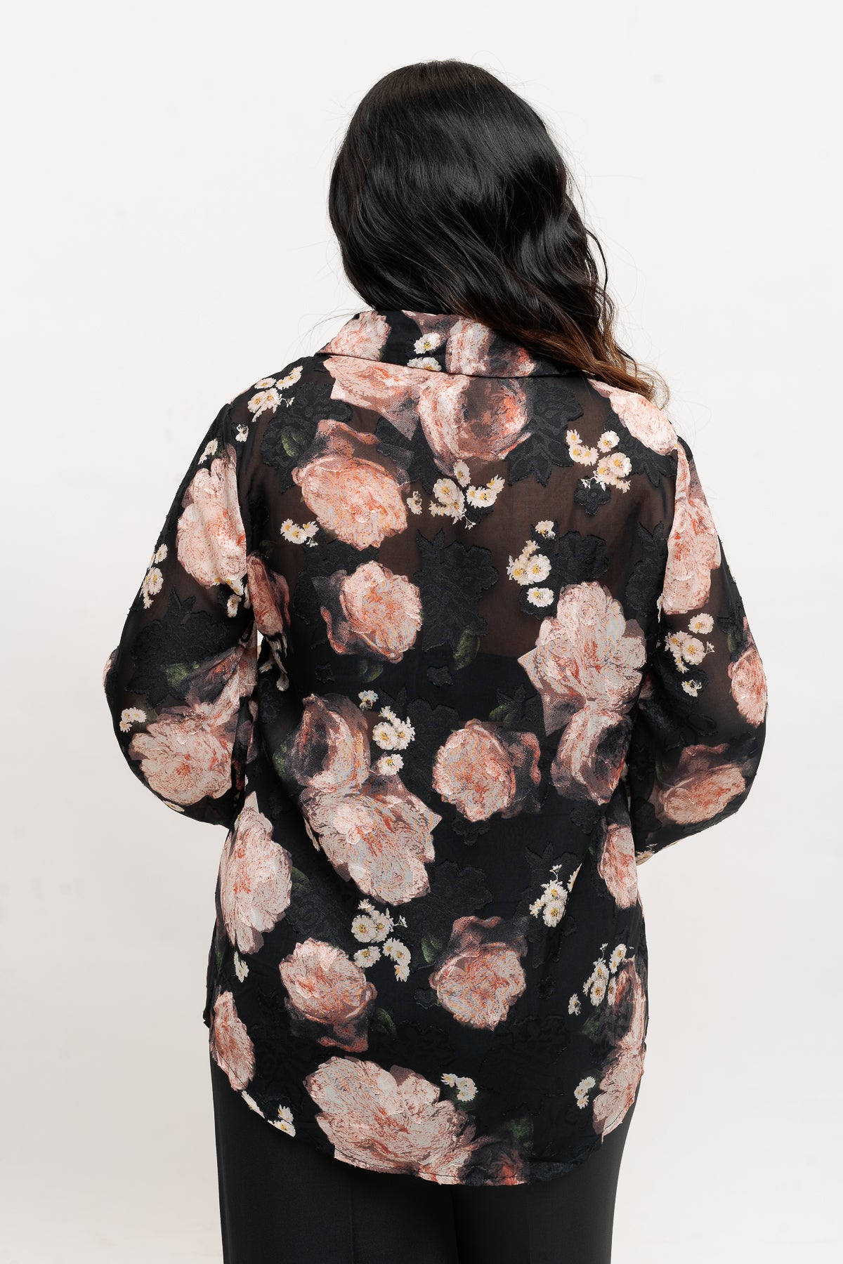 SHEER LACY FLORAL SHIRT