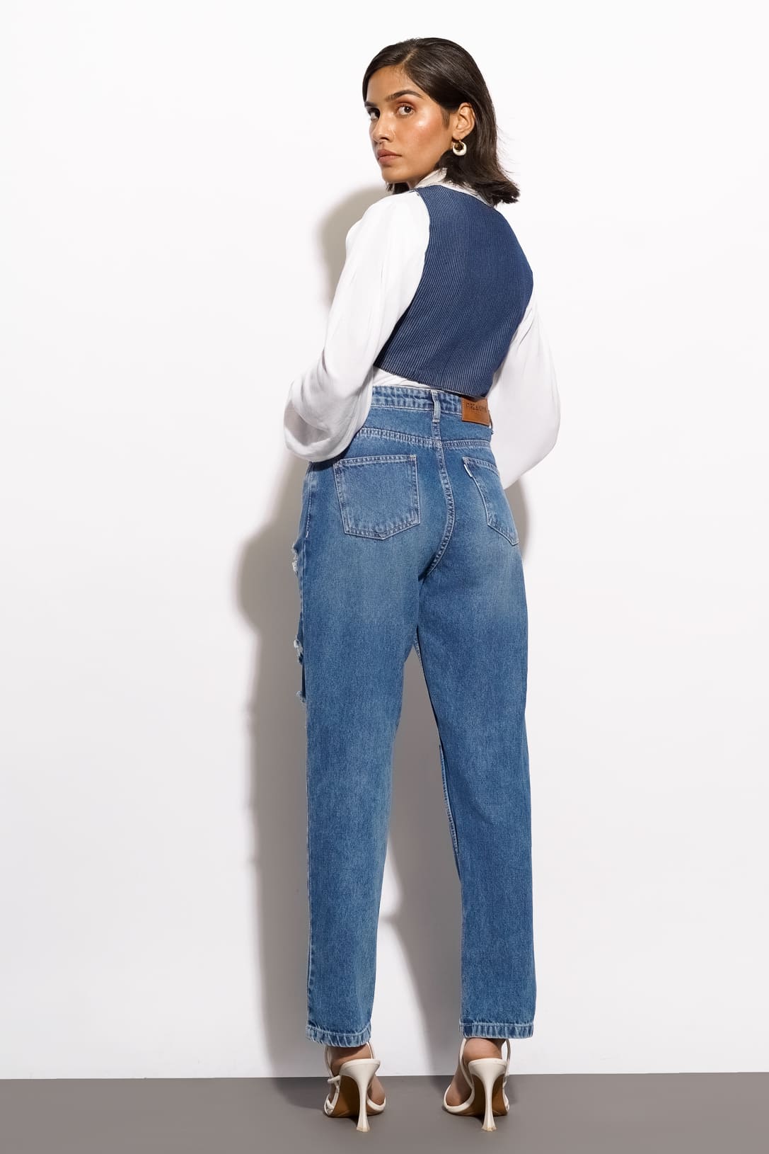Washed Out Distressed Mom Jeans