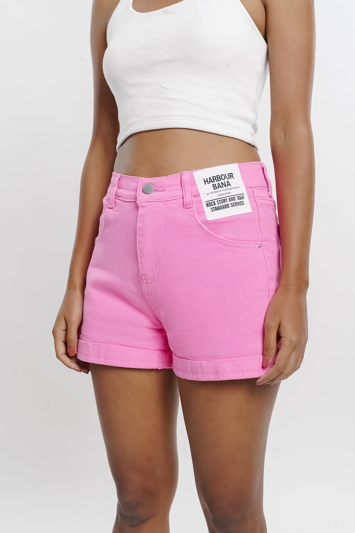 Buy Belliskey Women's Hot Pink High Rise Solid Denim Shorts (8905352007733)  at Amazon.in