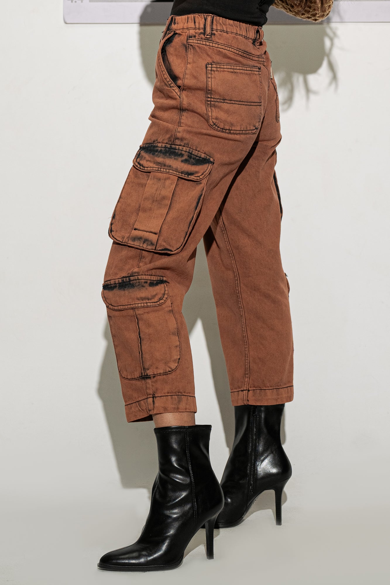 BROWN WASHED CARGO JOGGERS