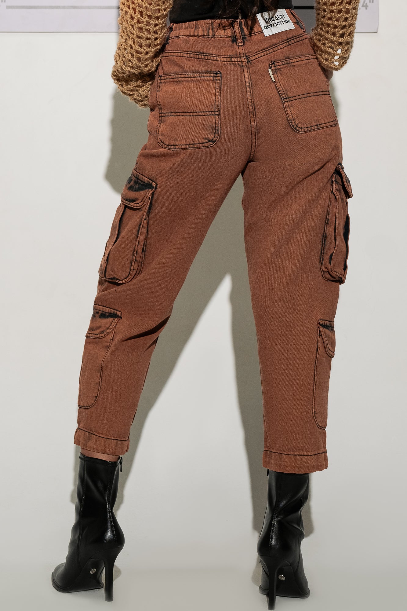 BROWN WASHED CARGO JOGGERS